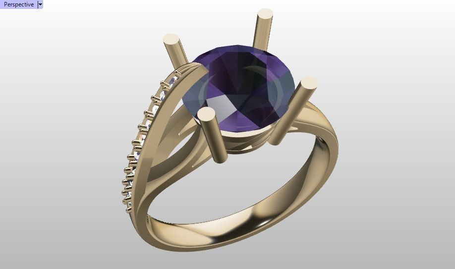 solitaire ring  3D print model_20