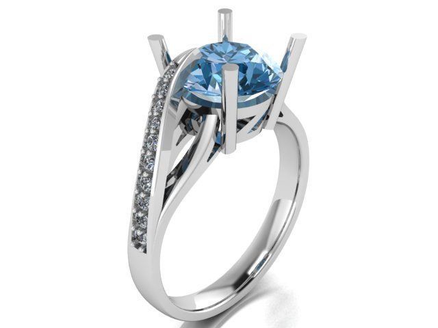 solitaire ring  3D print model_15