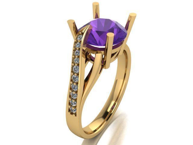 solitaire ring  3D print model_17