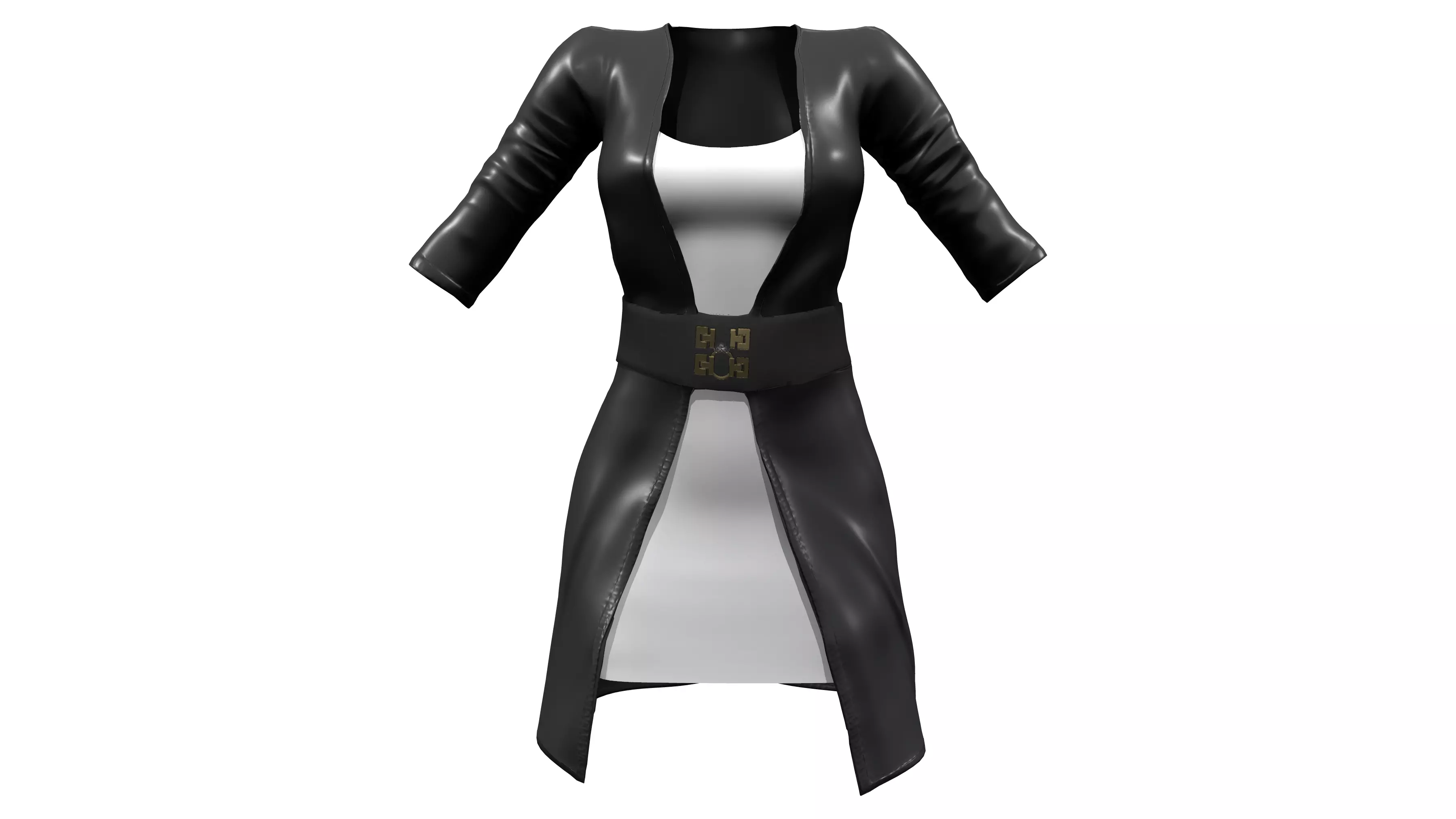 Long Leather Coat Low-poly 3D model_0