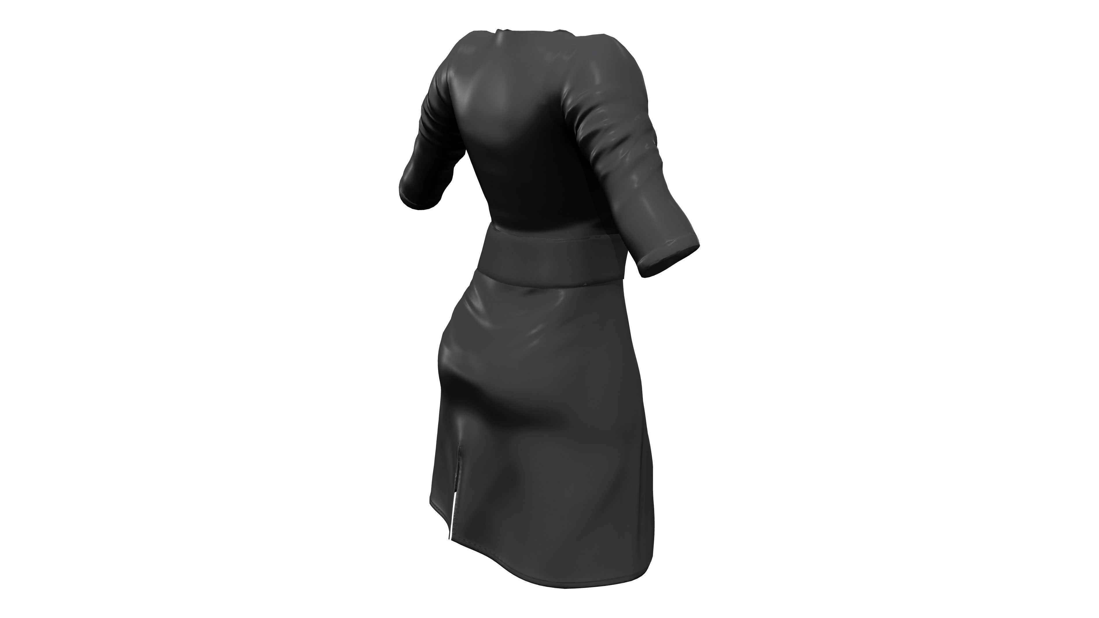 Long Leather Coat Low-poly 3D model_6