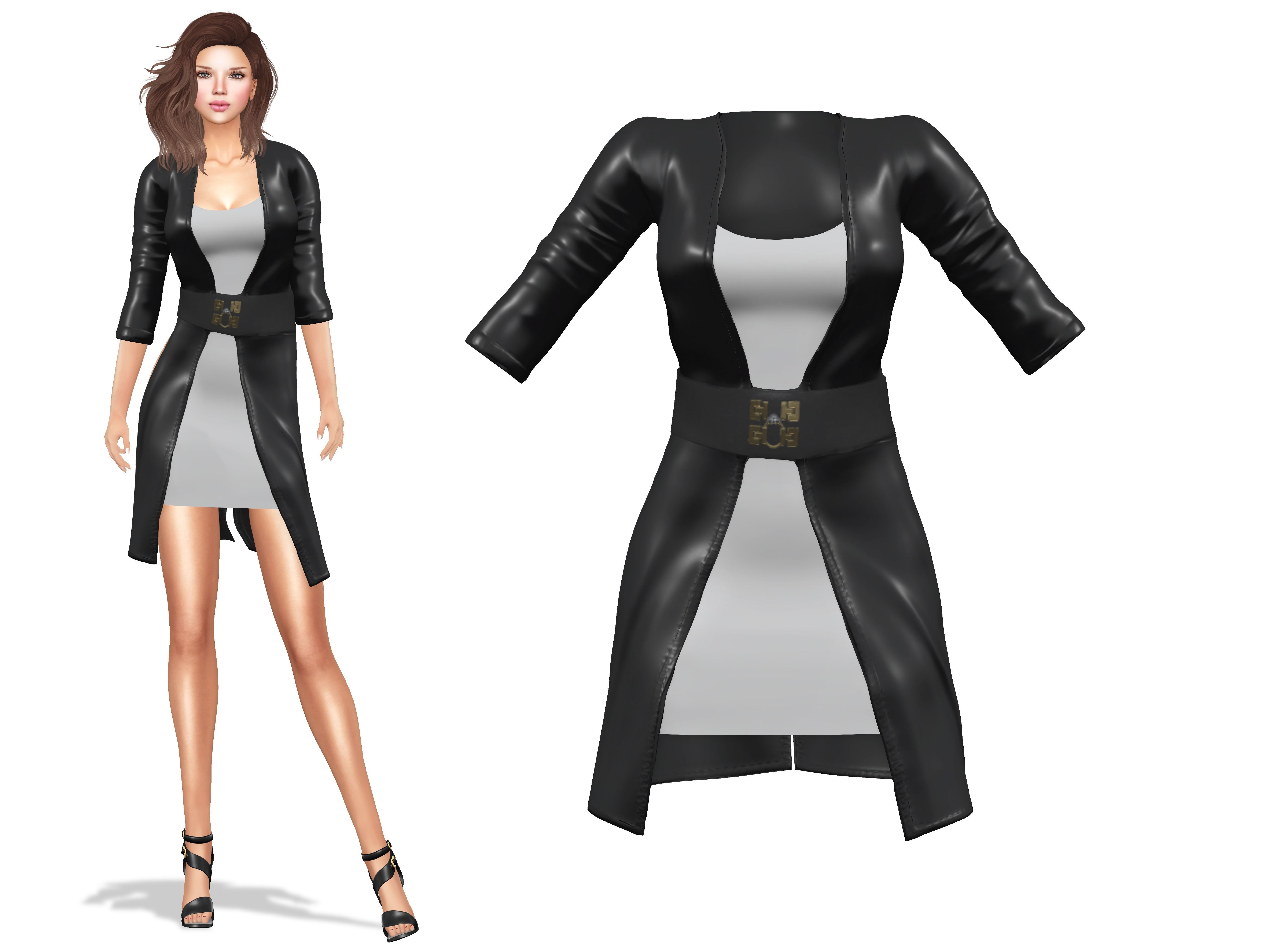 Long Leather Coat Low-poly 3D model_2