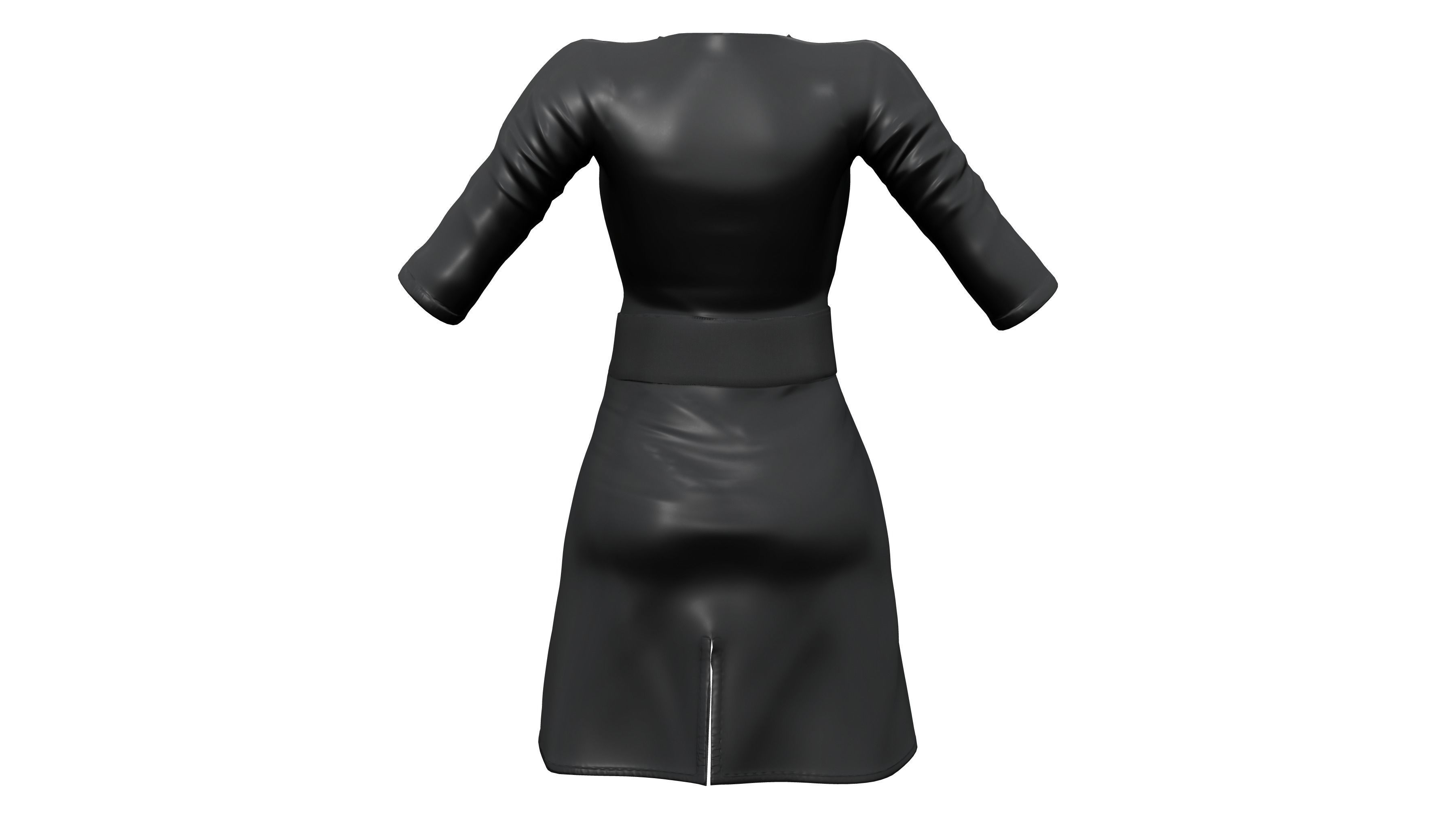 Long Leather Coat Low-poly 3D model_5