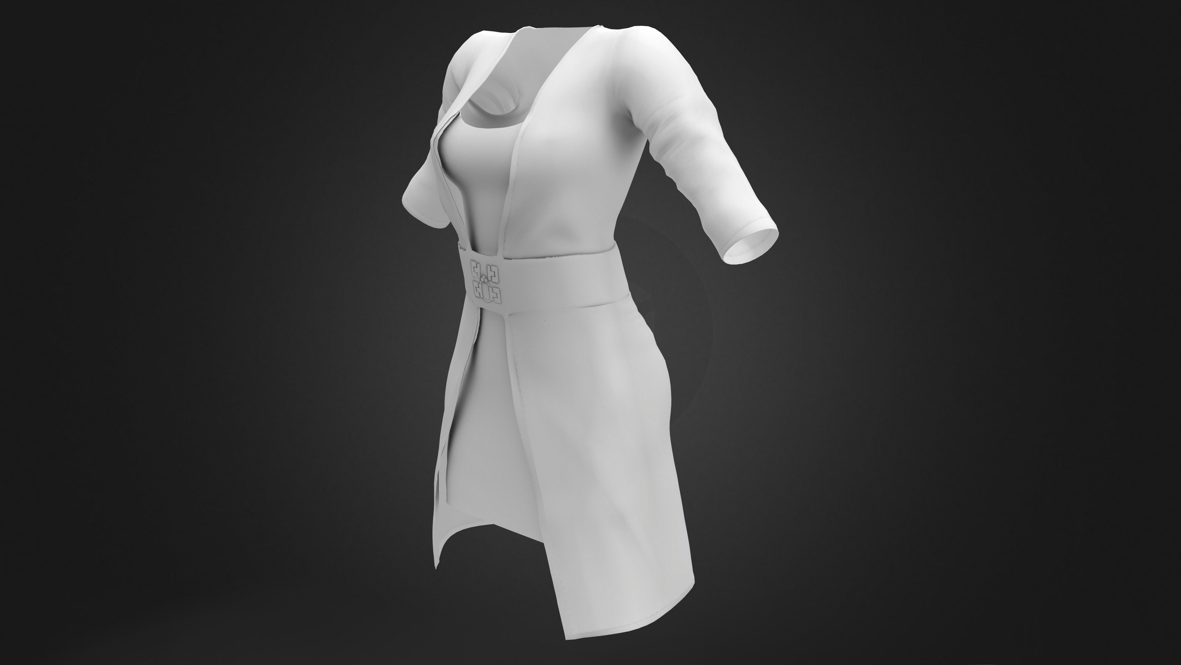 Long Leather Coat Low-poly 3D model_9