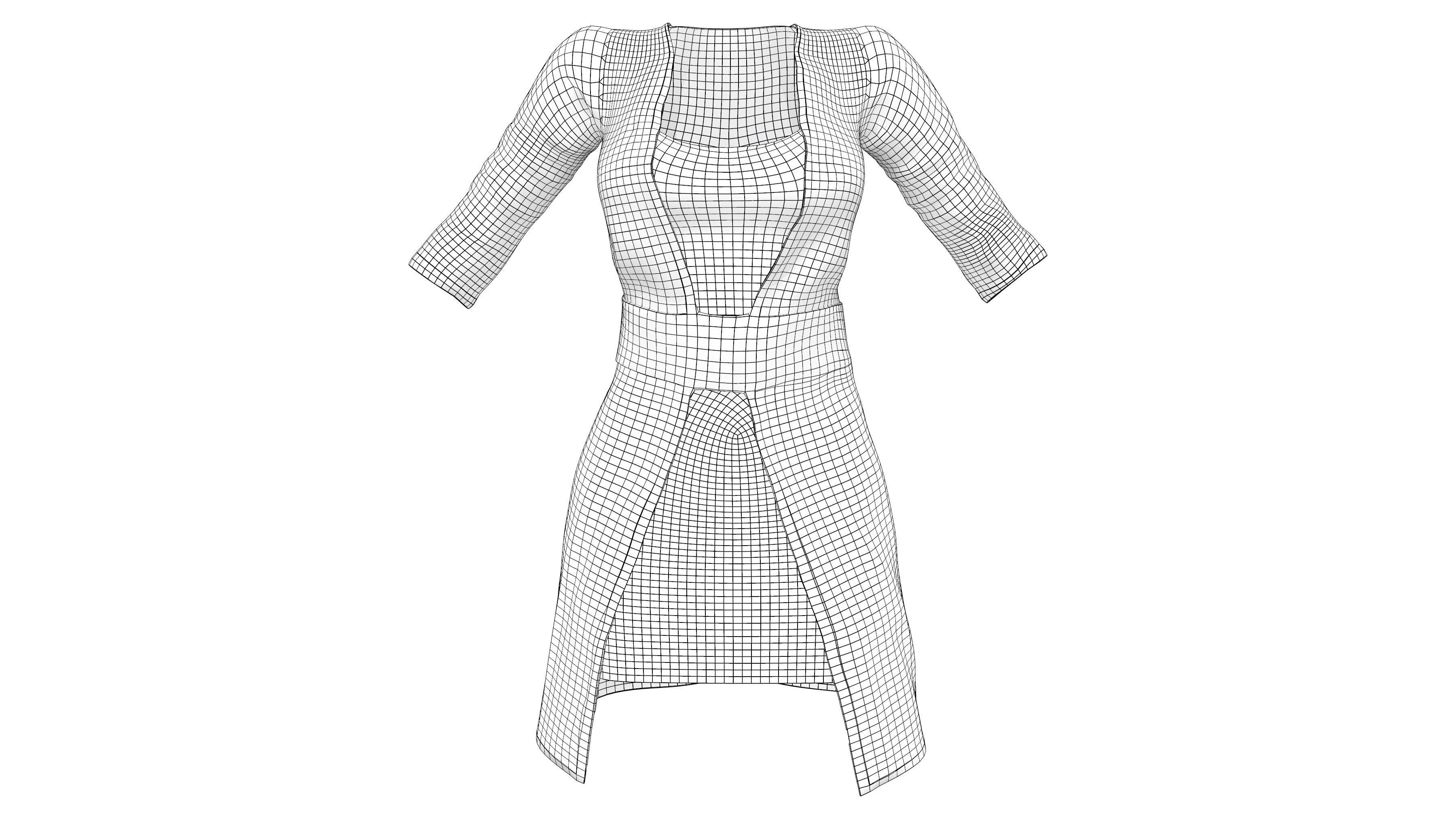 Long Leather Coat Low-poly 3D model_7