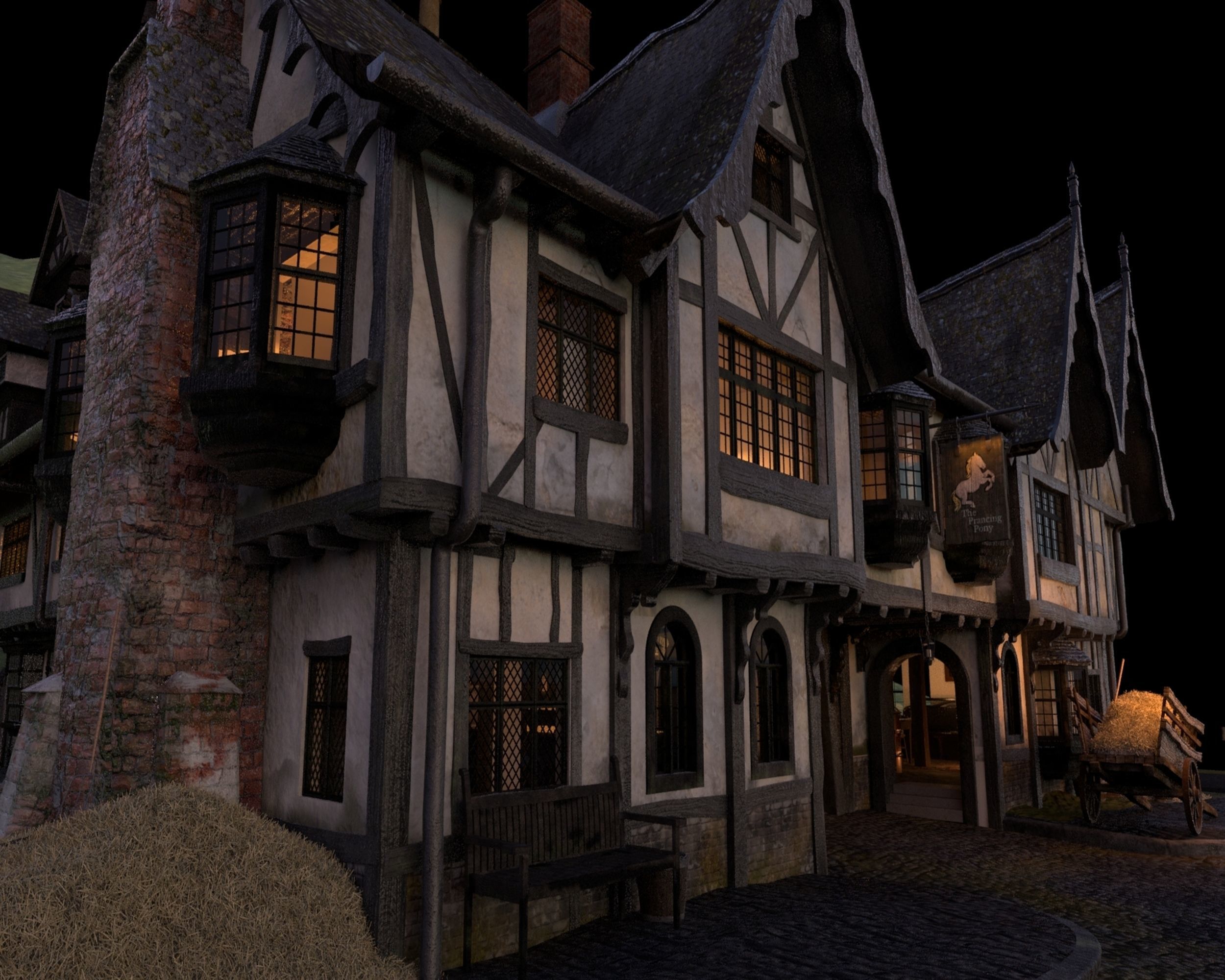 Tudor Pub Inn Tavern 3D model_2