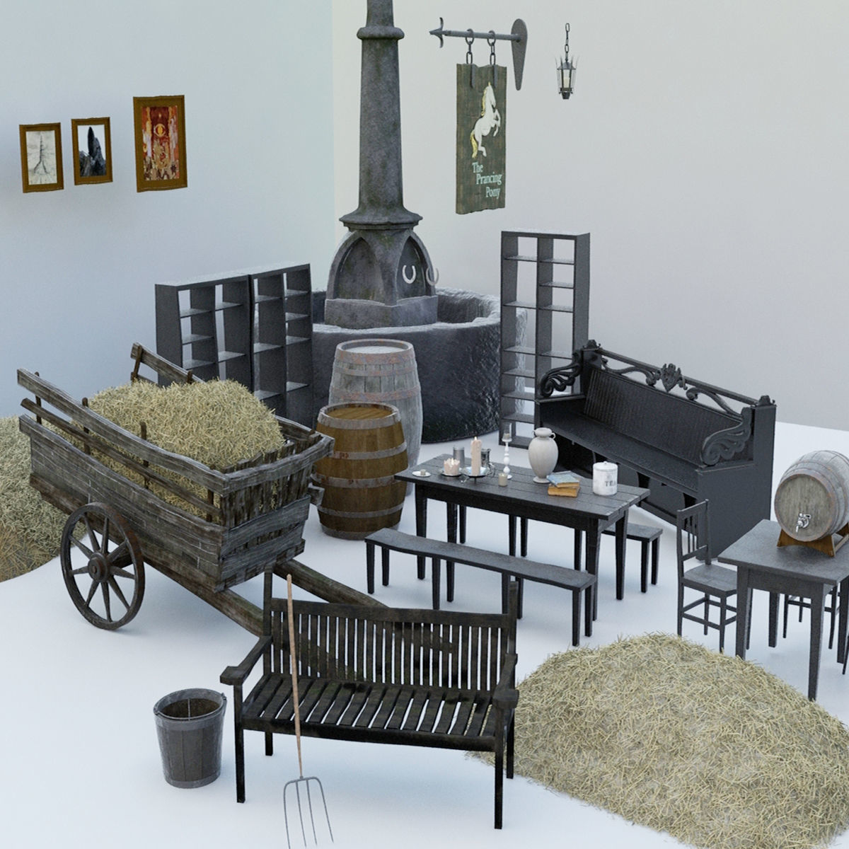 Tudor Pub Inn Tavern 3D model_37