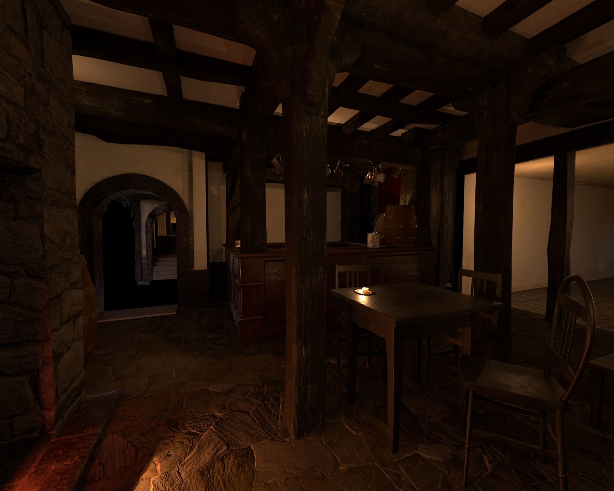 Tudor Pub Inn Tavern 3D model_8