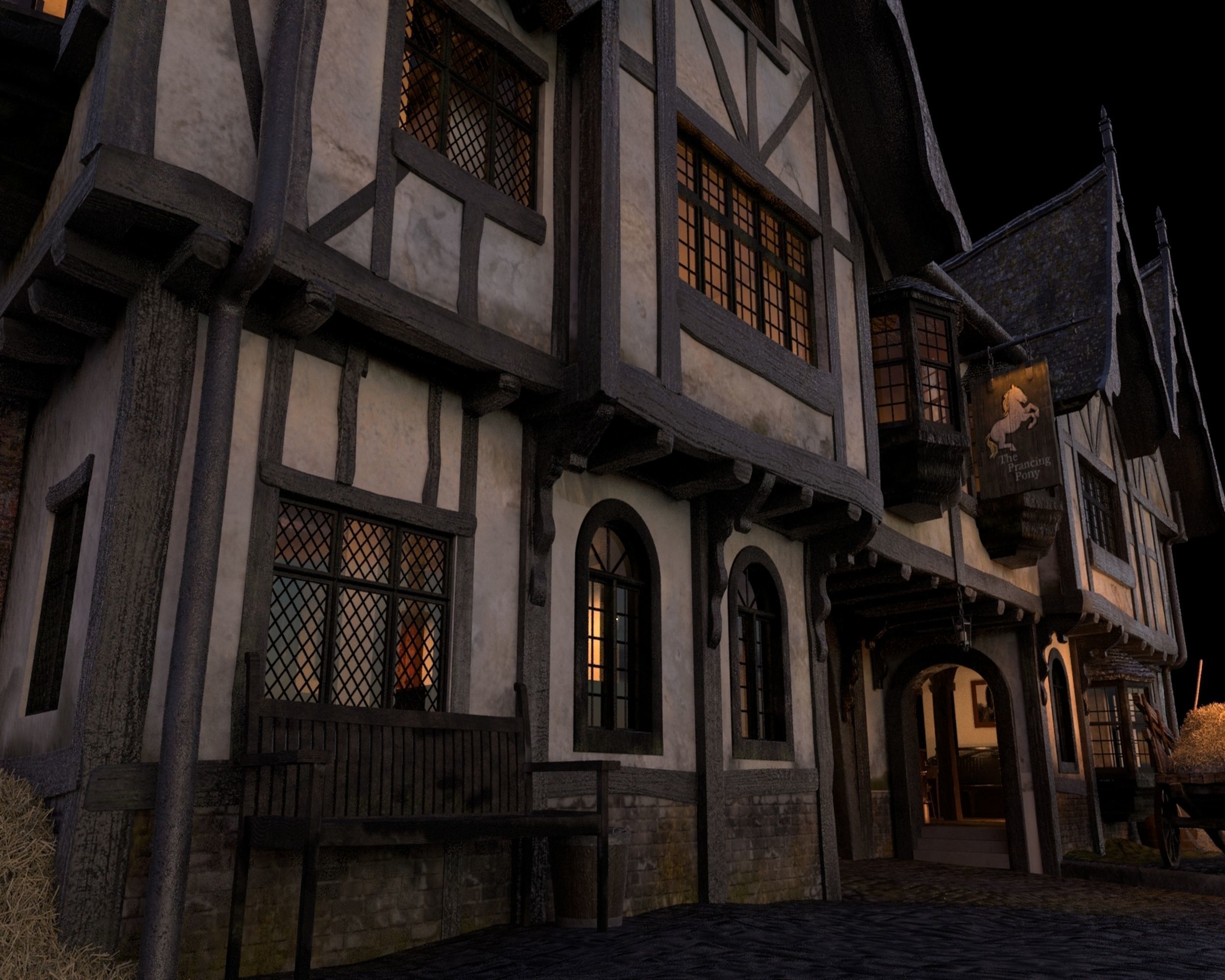 Tudor Pub Inn Tavern 3D model_3