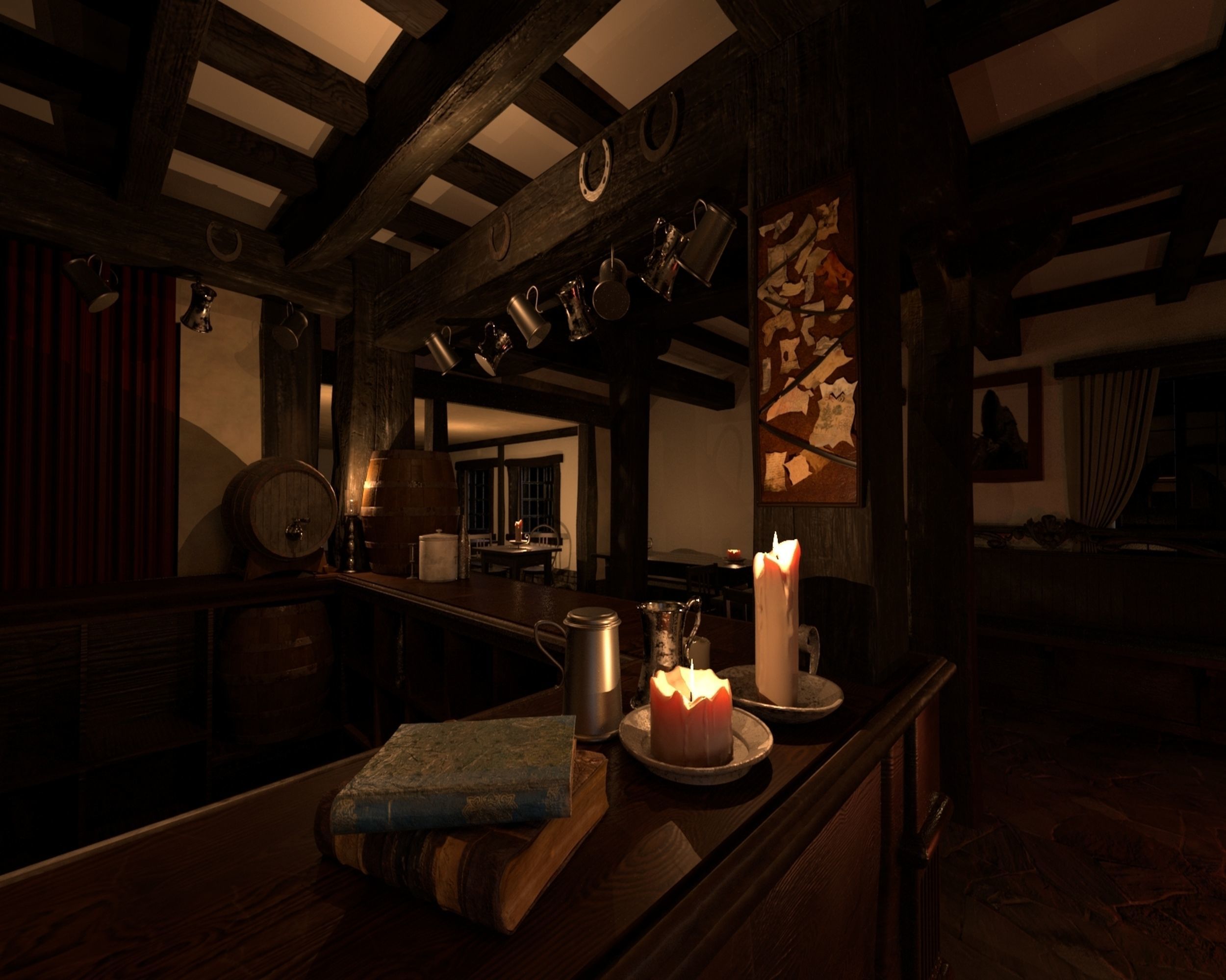 Tudor Pub Inn Tavern 3D model_4