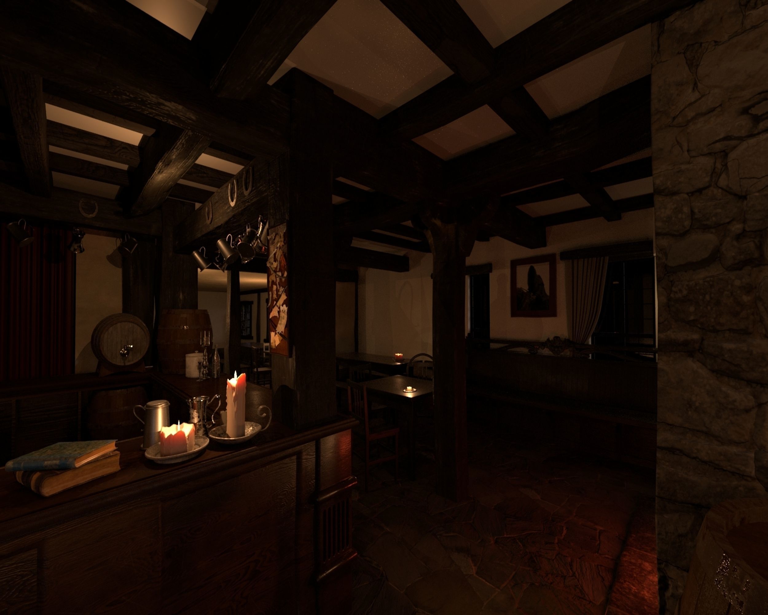 Tudor Pub Inn Tavern 3D model_5