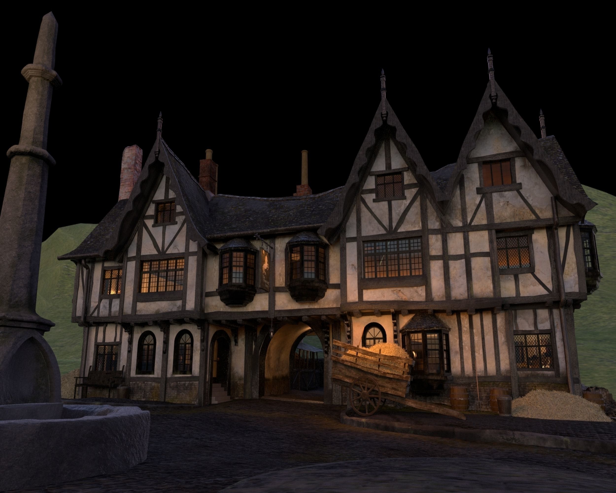 Tudor Pub Inn Tavern 3D model_1