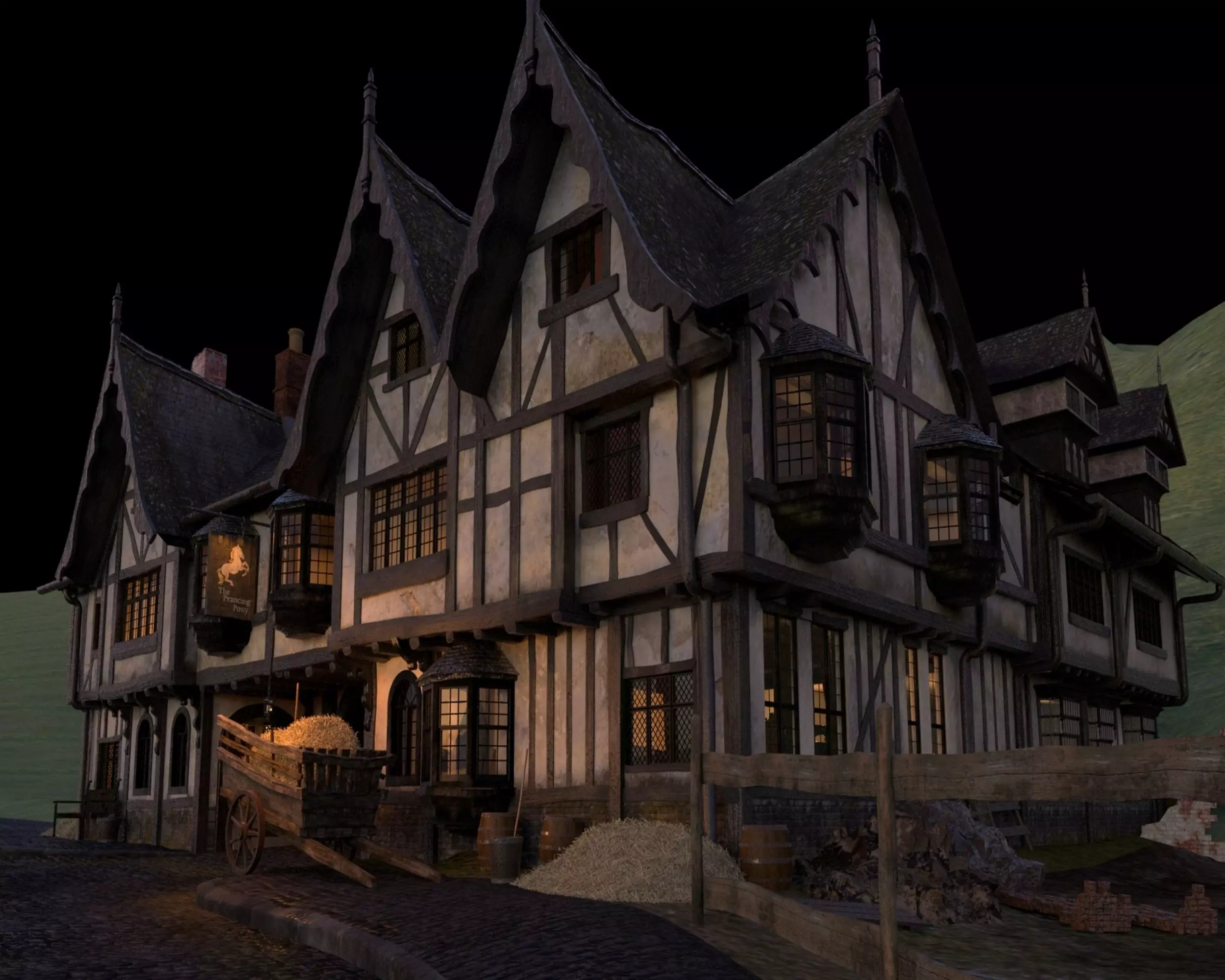 Tudor Pub Inn Tavern 3D model_0