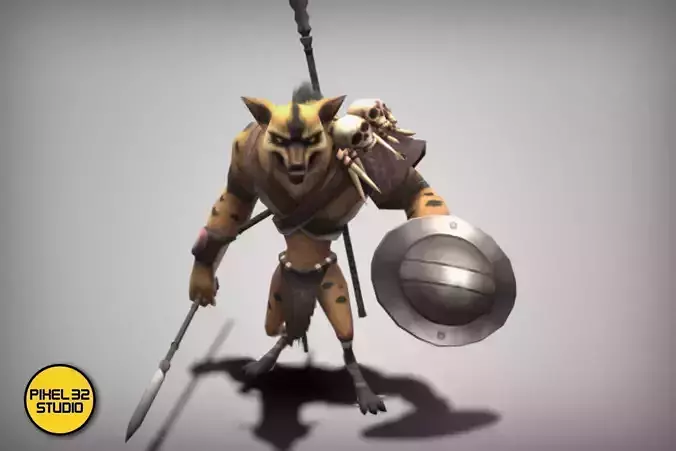 Dungeon Fantasy Monster - Hyena warrior Low-poly 3D model
