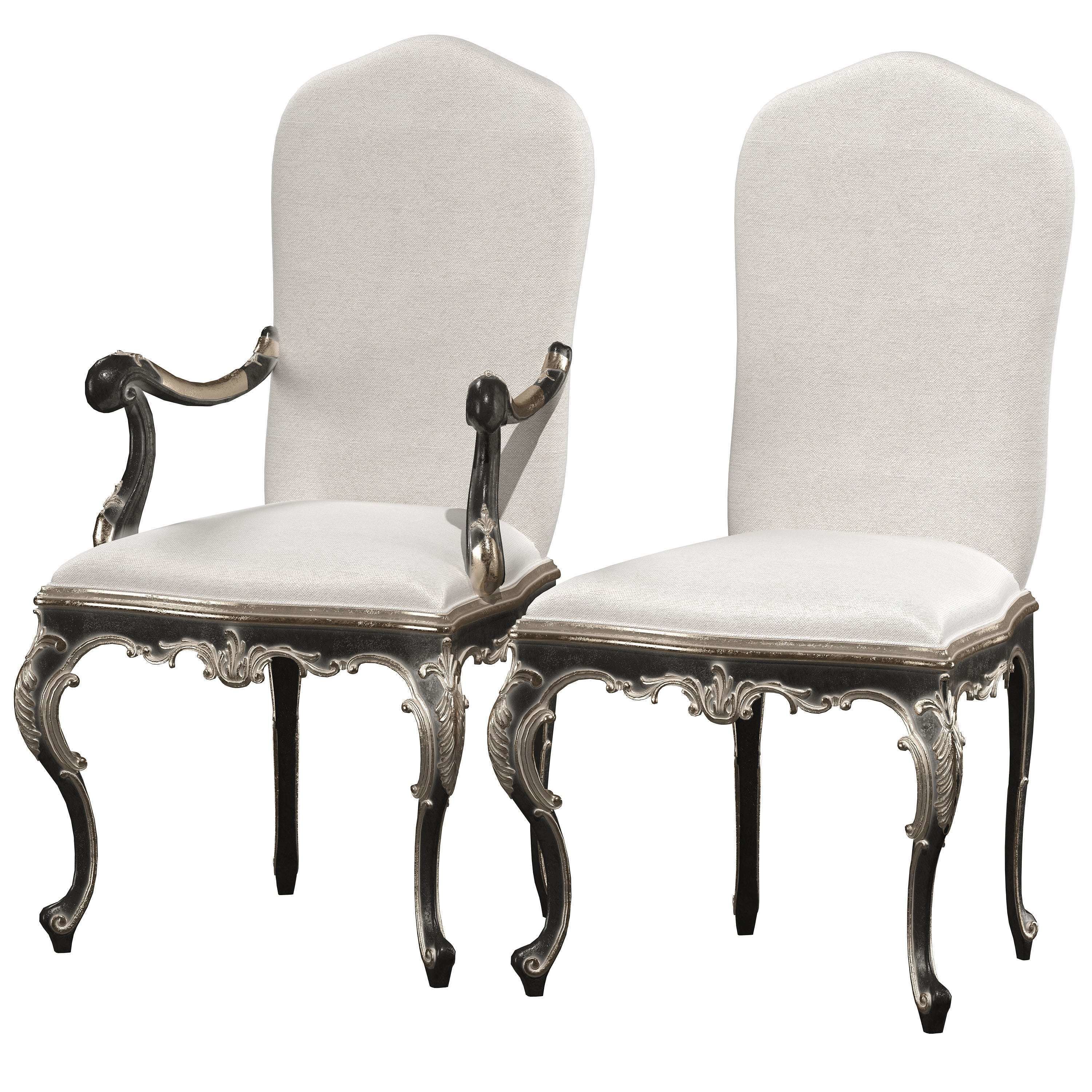 kosovart rococo dining table and chair 3D model_9