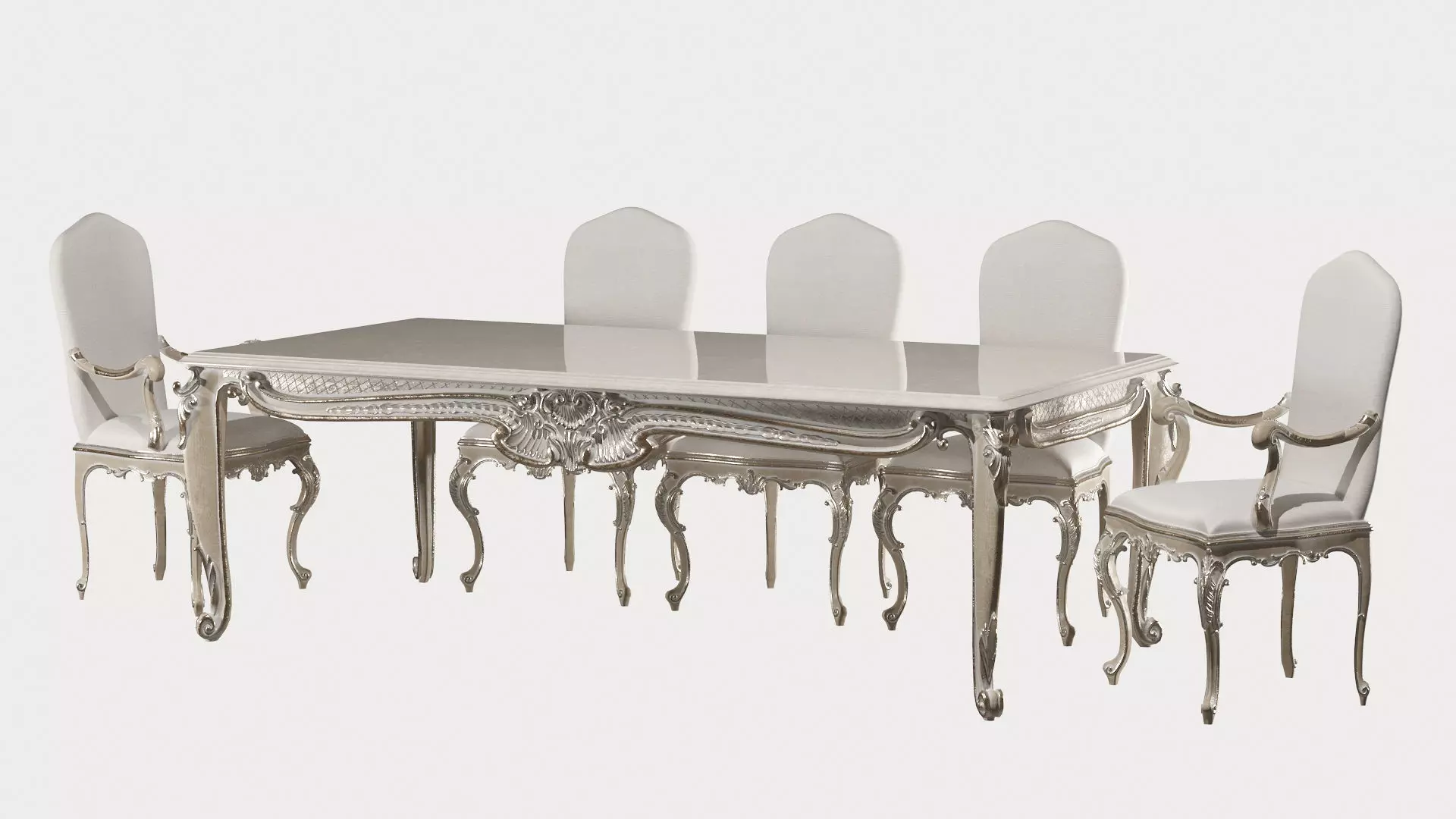 kosovart rococo dining table and chair 3D model_0