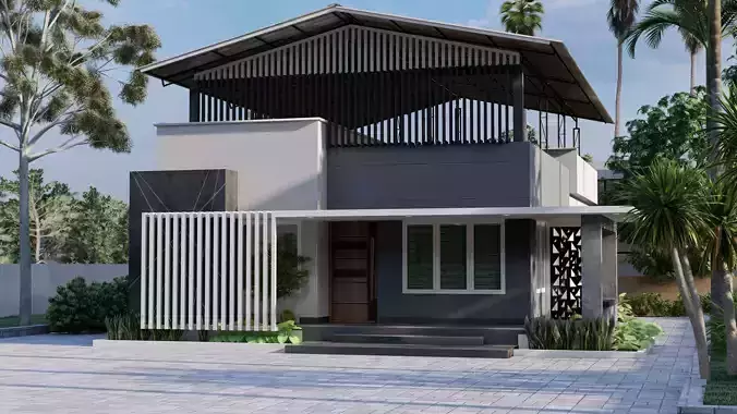 Single storeyed building 3D model 3D model 3D model