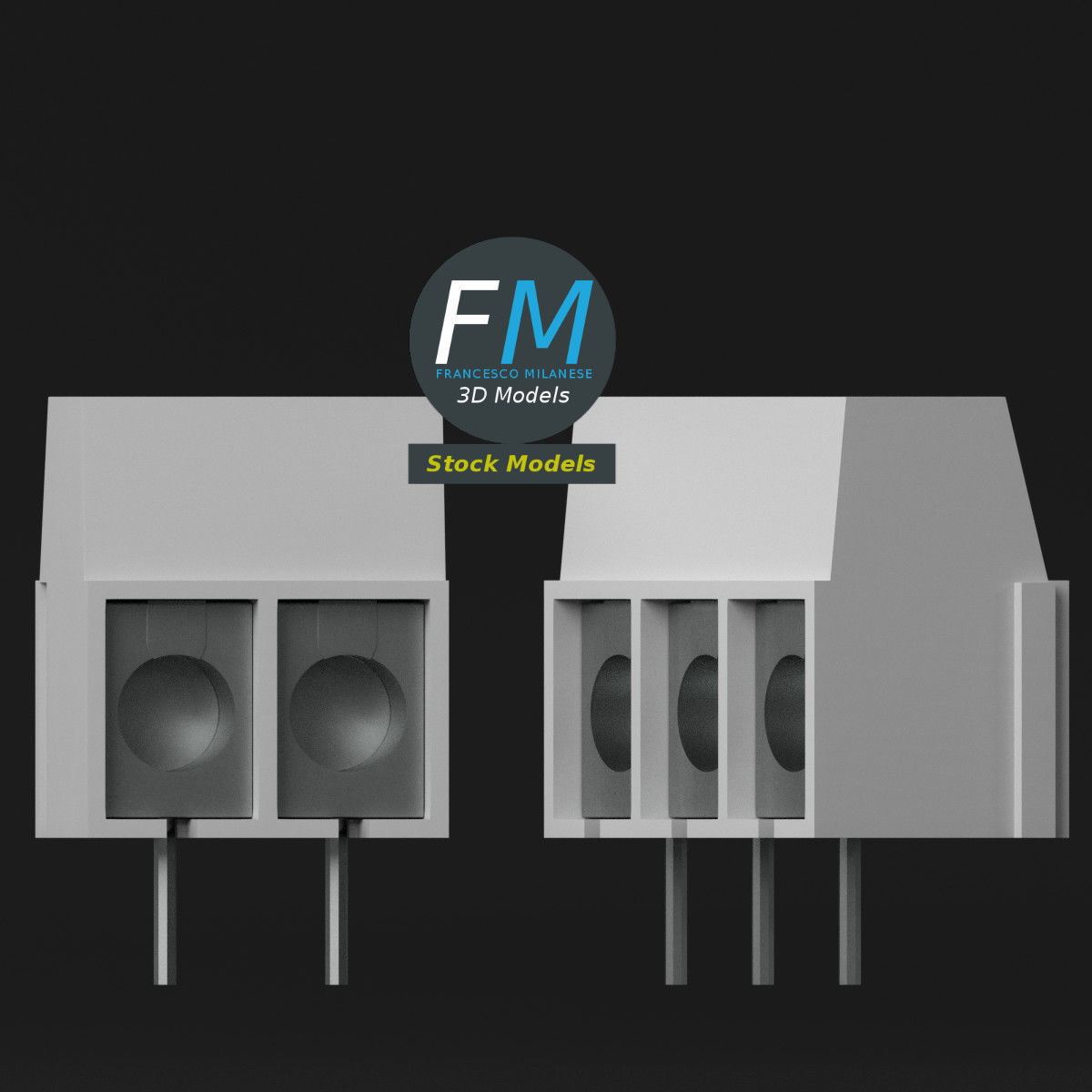 Board mounted screw terminals 3D model_5