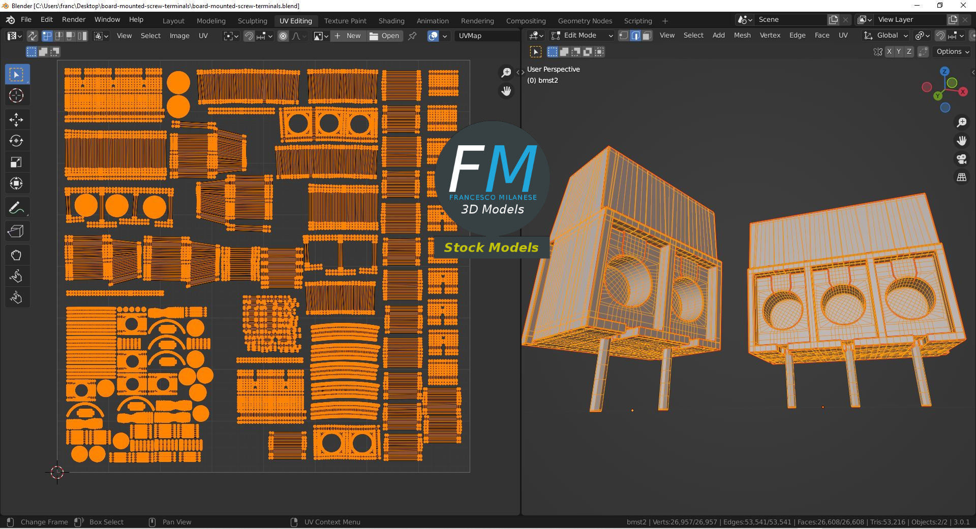 Board mounted screw terminals 3D model_10