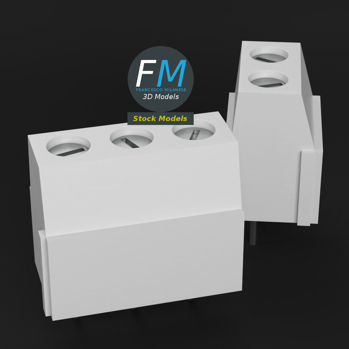 Board mounted screw terminals 3D model_2