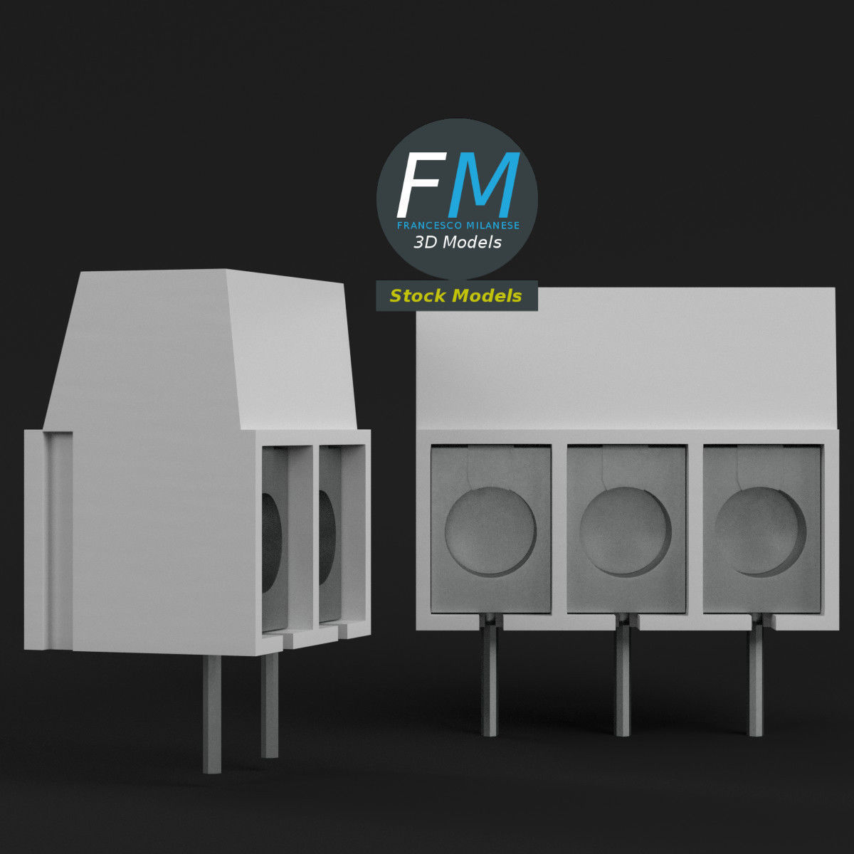 Board mounted screw terminals 3D model_3