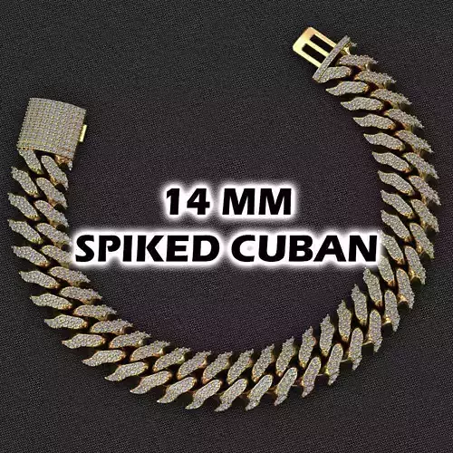 14 MM SPIKED CUBAN FOR YOUR BRACELET OR NECKLACE 3D print model