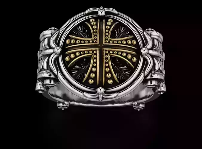 Ancient ring with a cross with patterns 689