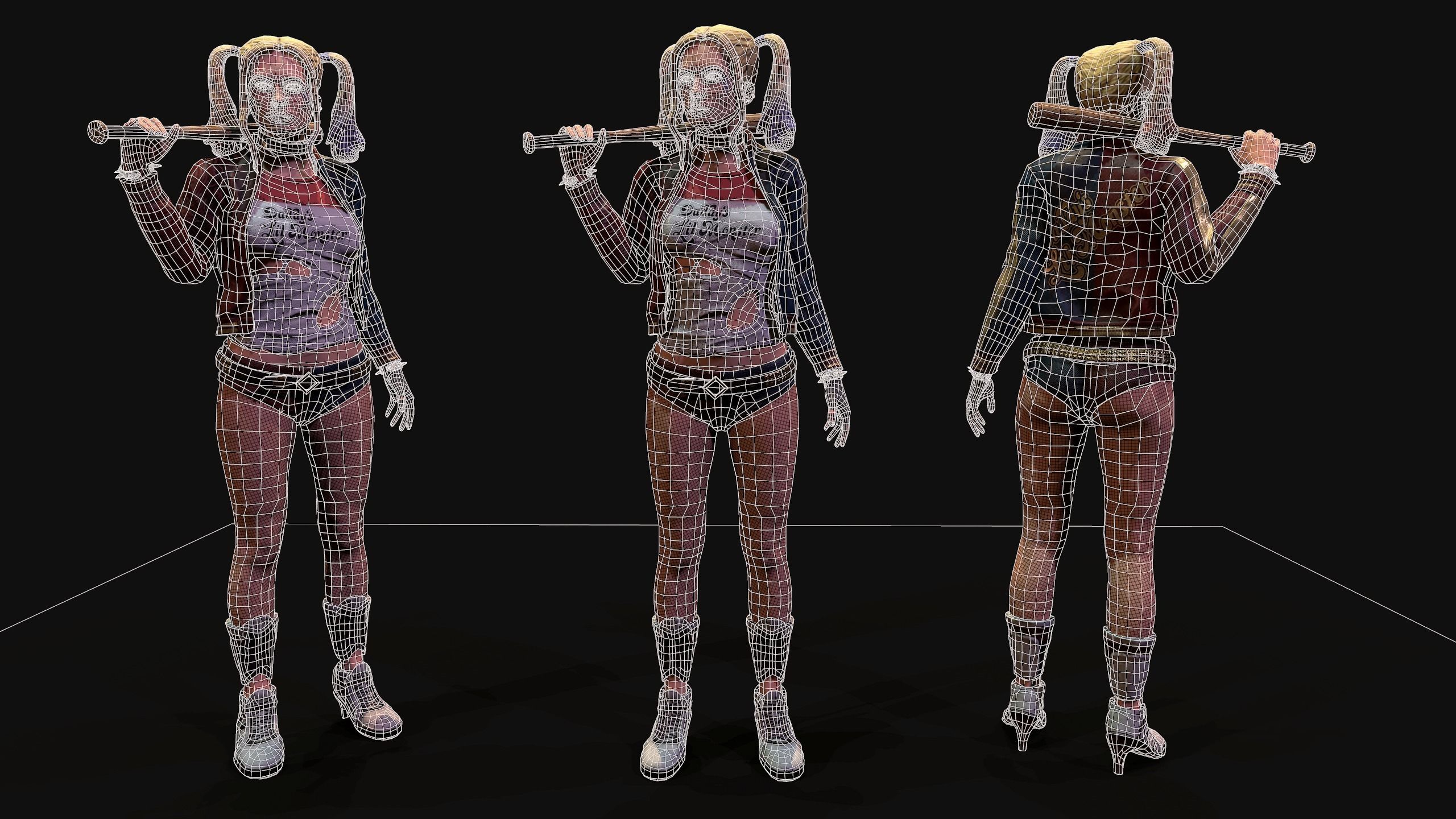 Harley Quinn Low-poly 3D model_1