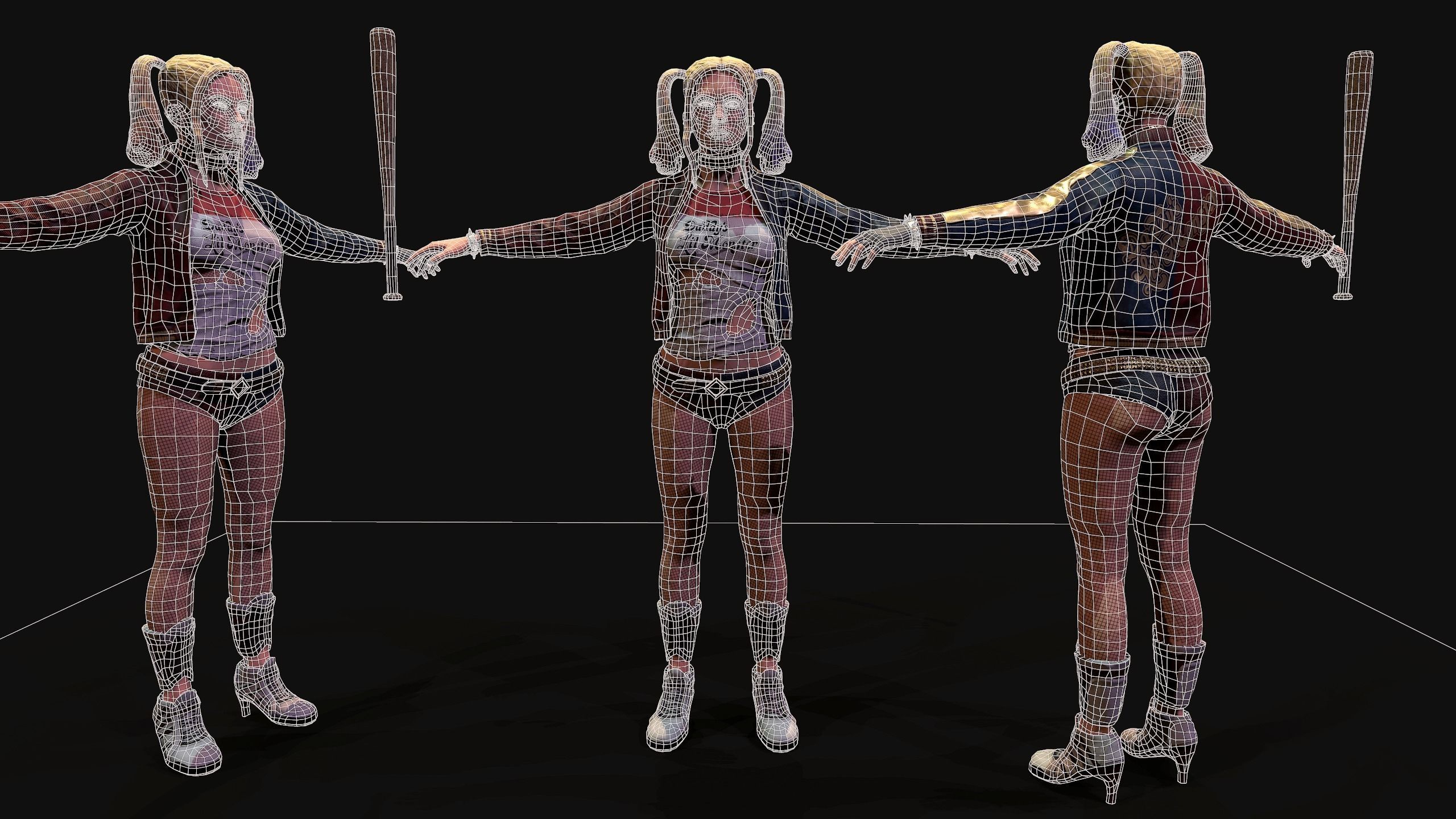 Harley Quinn Low-poly 3D model_3
