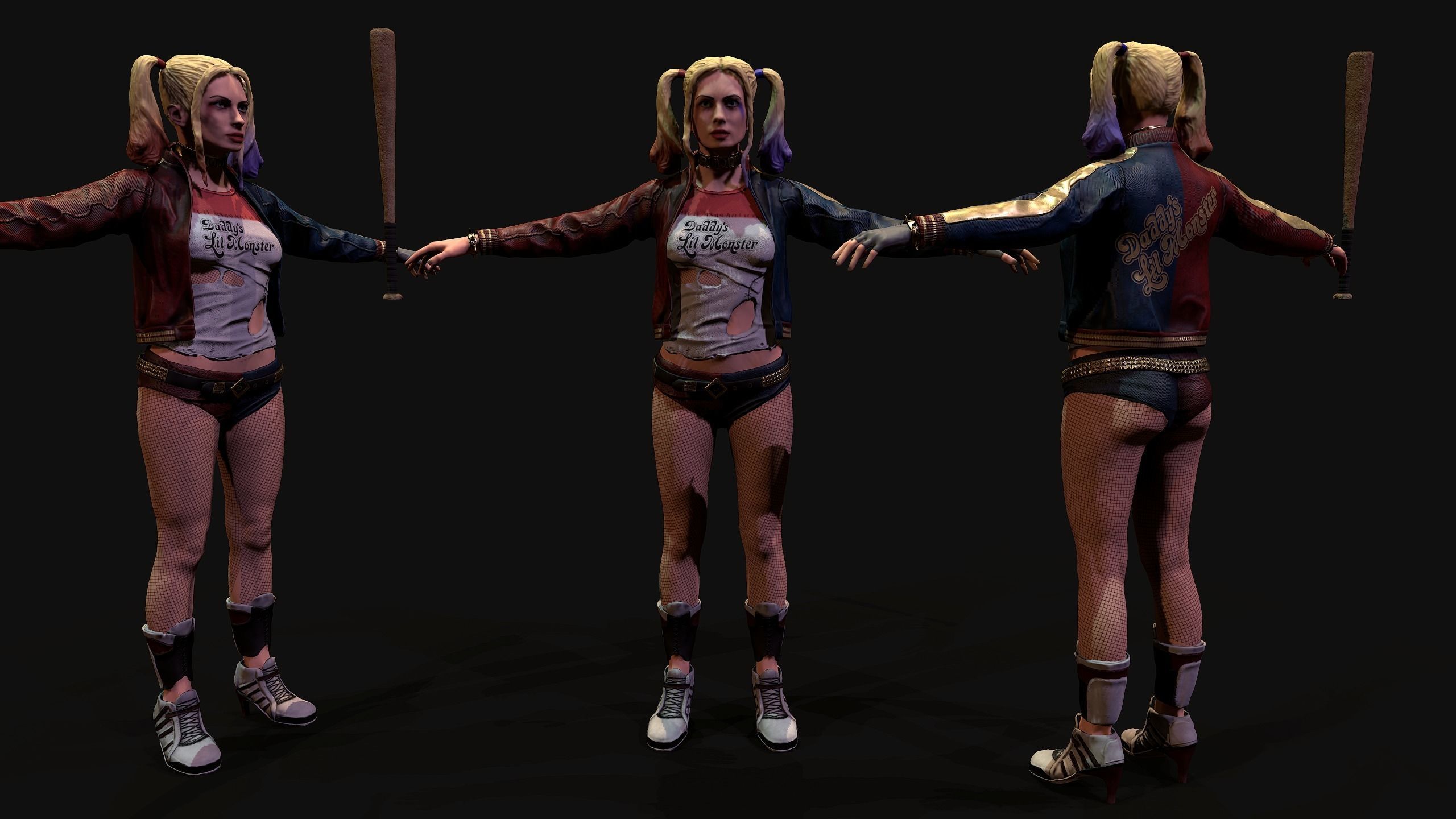 Harley Quinn Low-poly 3D model_2
