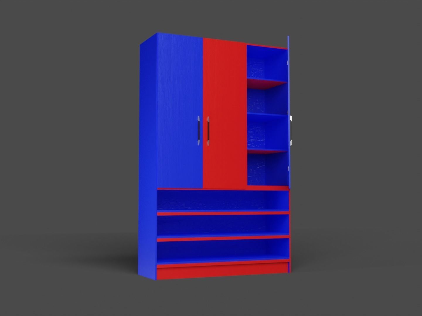 Tall Standing Cabinet Closet 3D model_2
