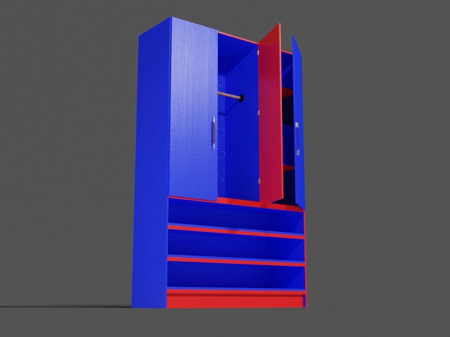 Tall Standing Cabinet Closet 3D model_7