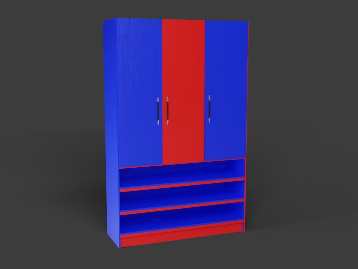 Tall Standing Cabinet Closet 3D model_1