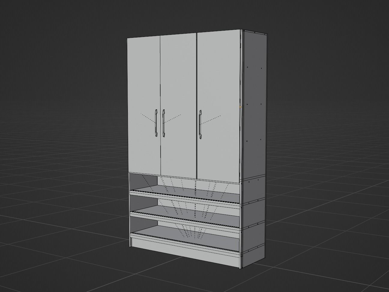 Tall Standing Cabinet Closet 3D model_5