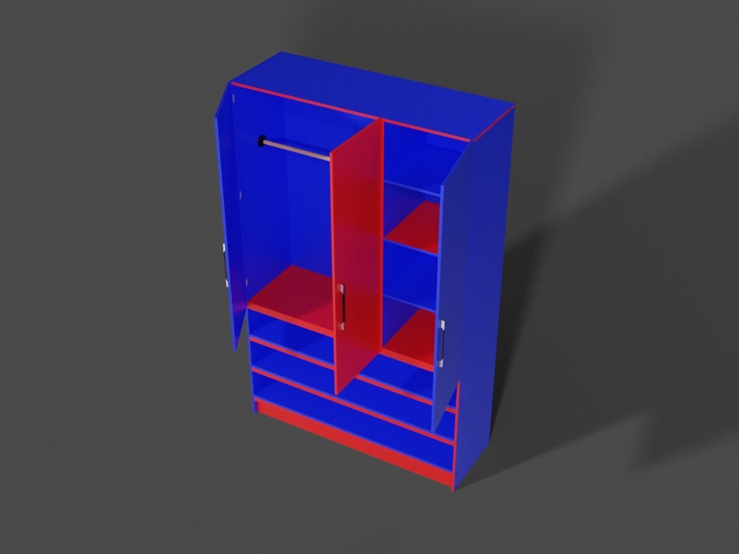 Tall Standing Cabinet Closet 3D model_3