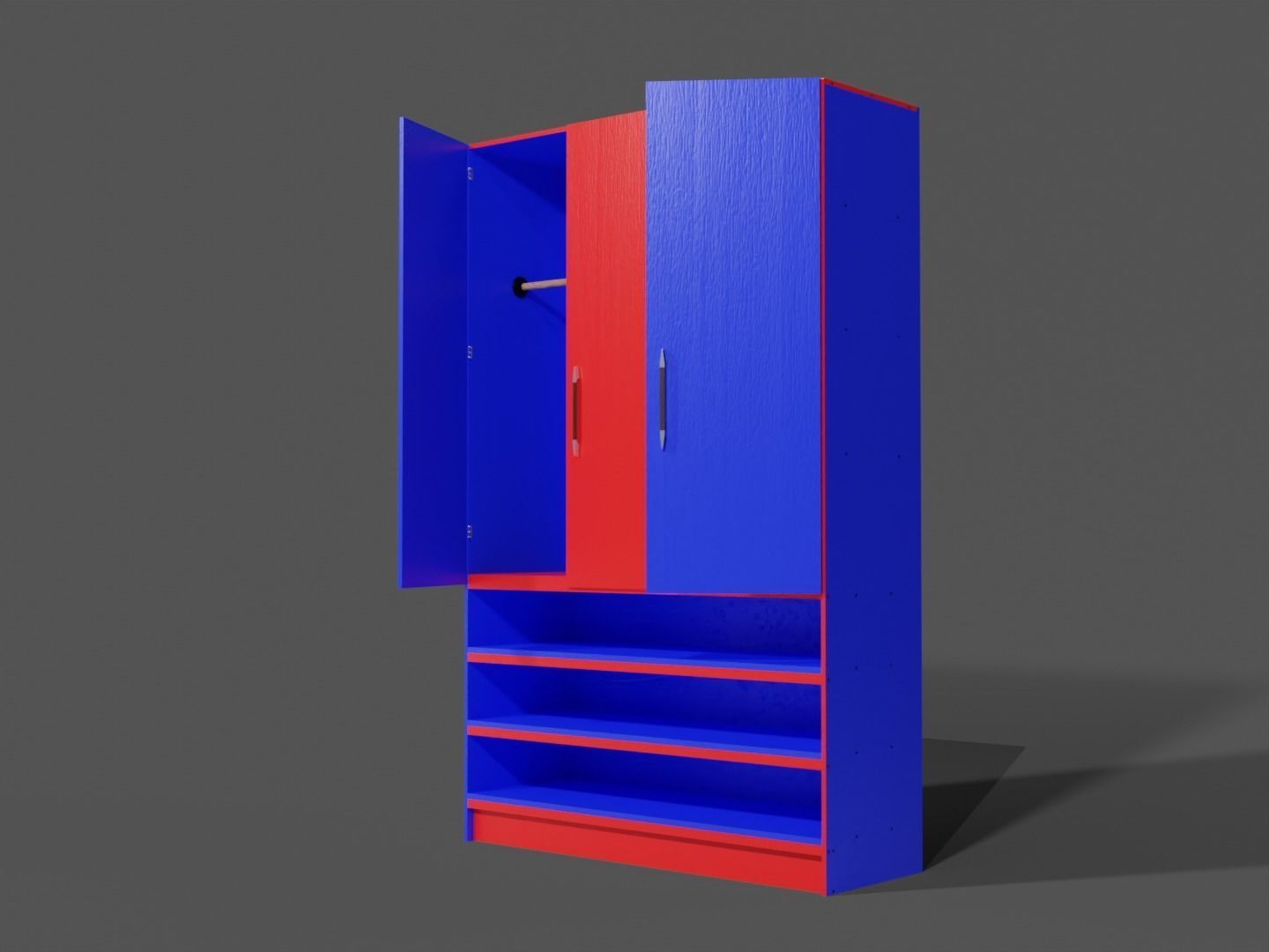 Tall Standing Cabinet Closet 3D model_14