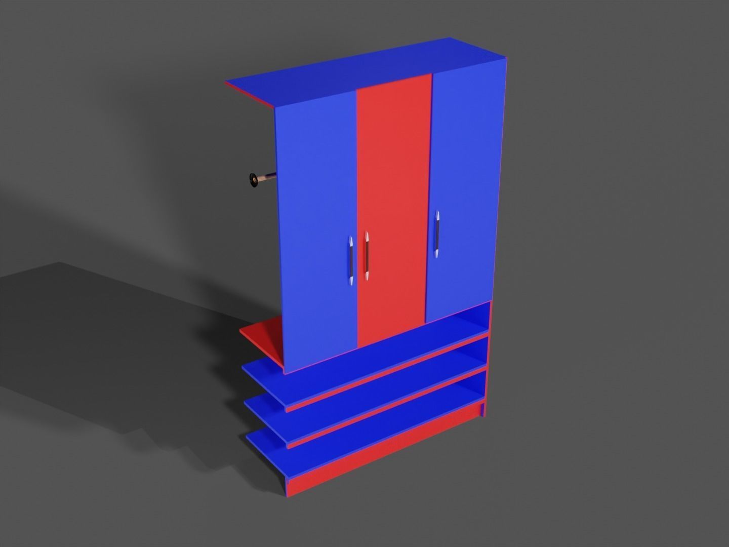 Tall Standing Cabinet Closet 3D model_17