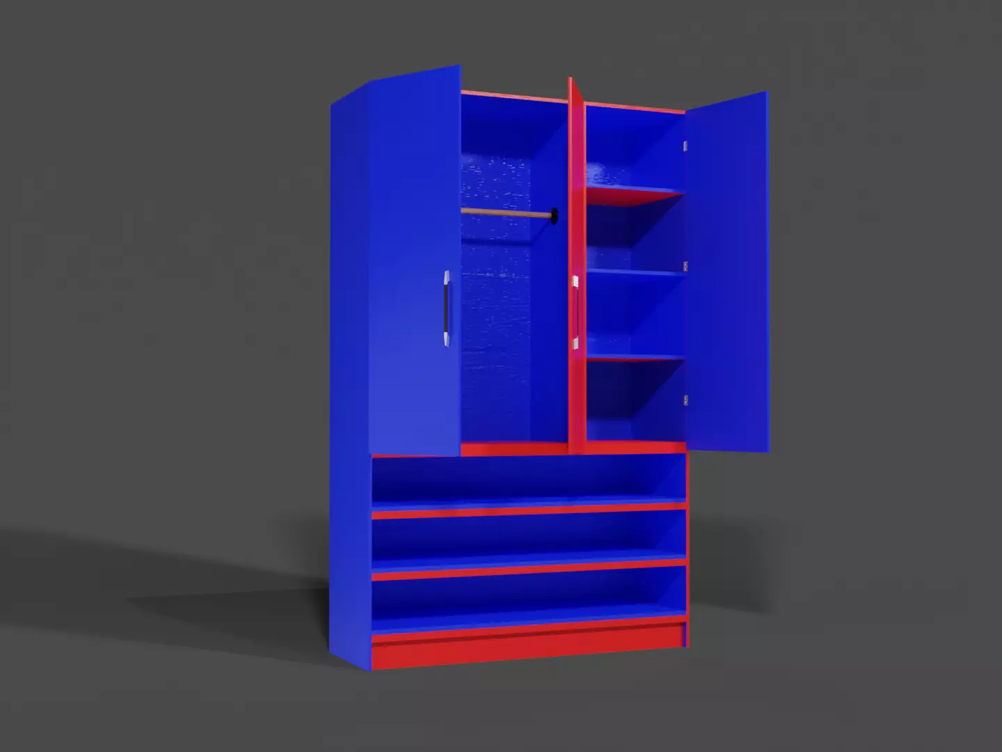 Tall Standing Cabinet Closet 3D model_0