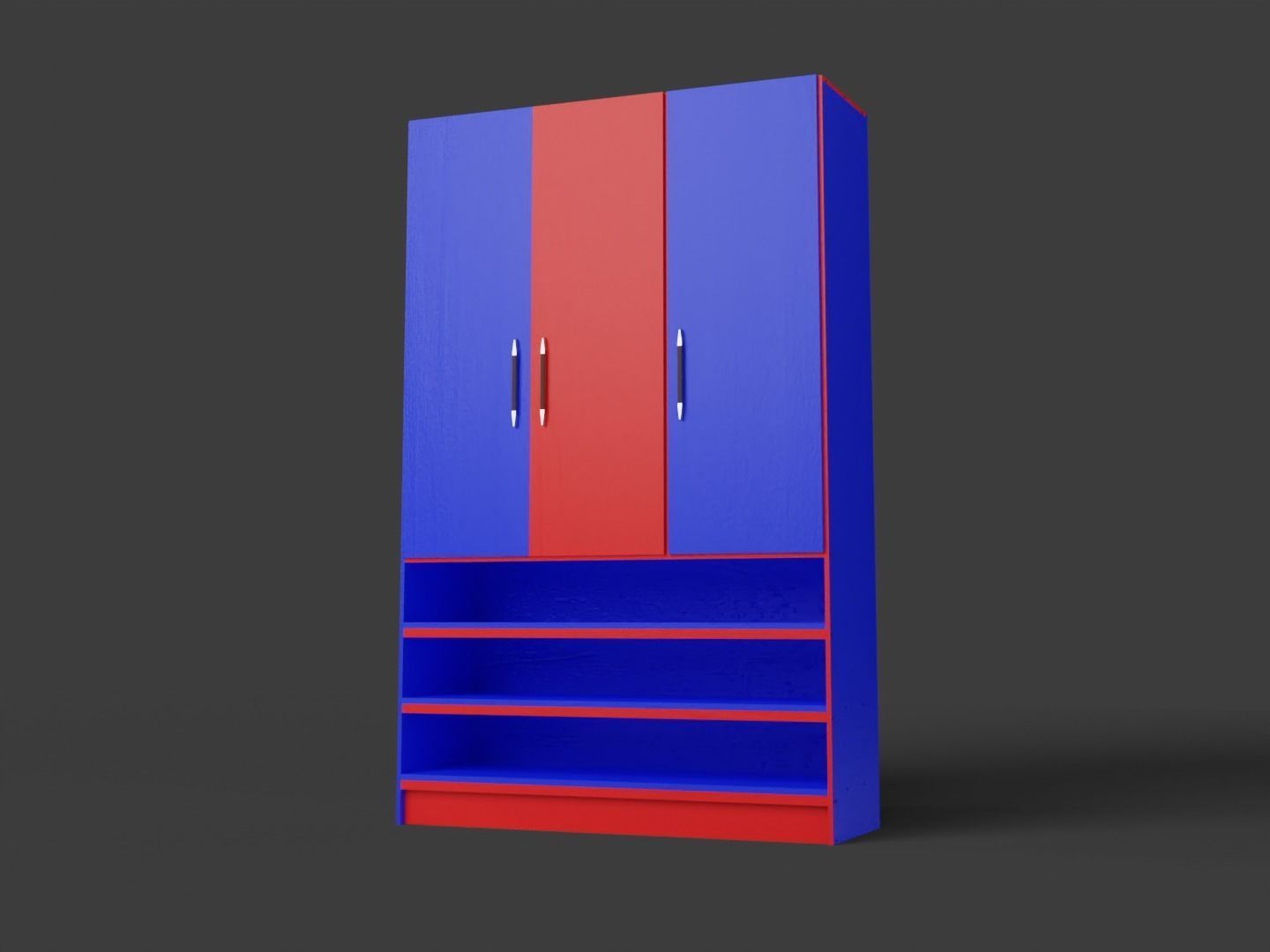 Tall Standing Cabinet Closet 3D model_12
