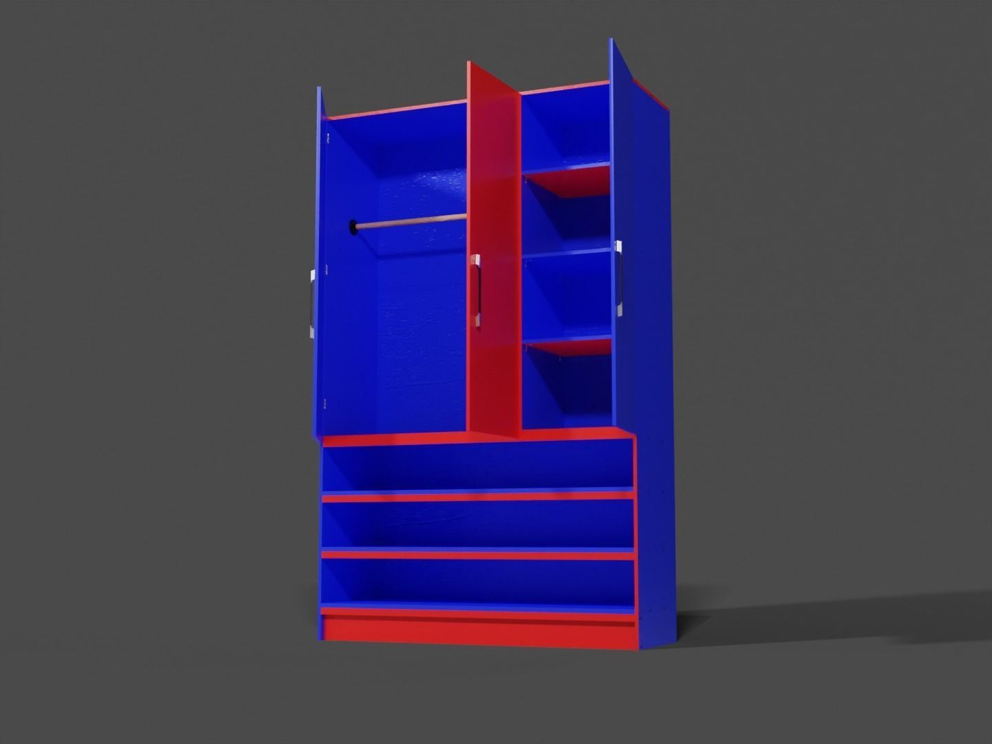 Tall Standing Cabinet Closet 3D model_4