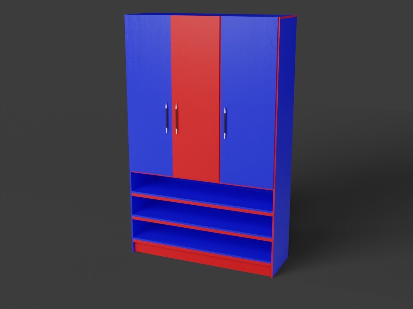 Tall Standing Cabinet Closet 3D model_15