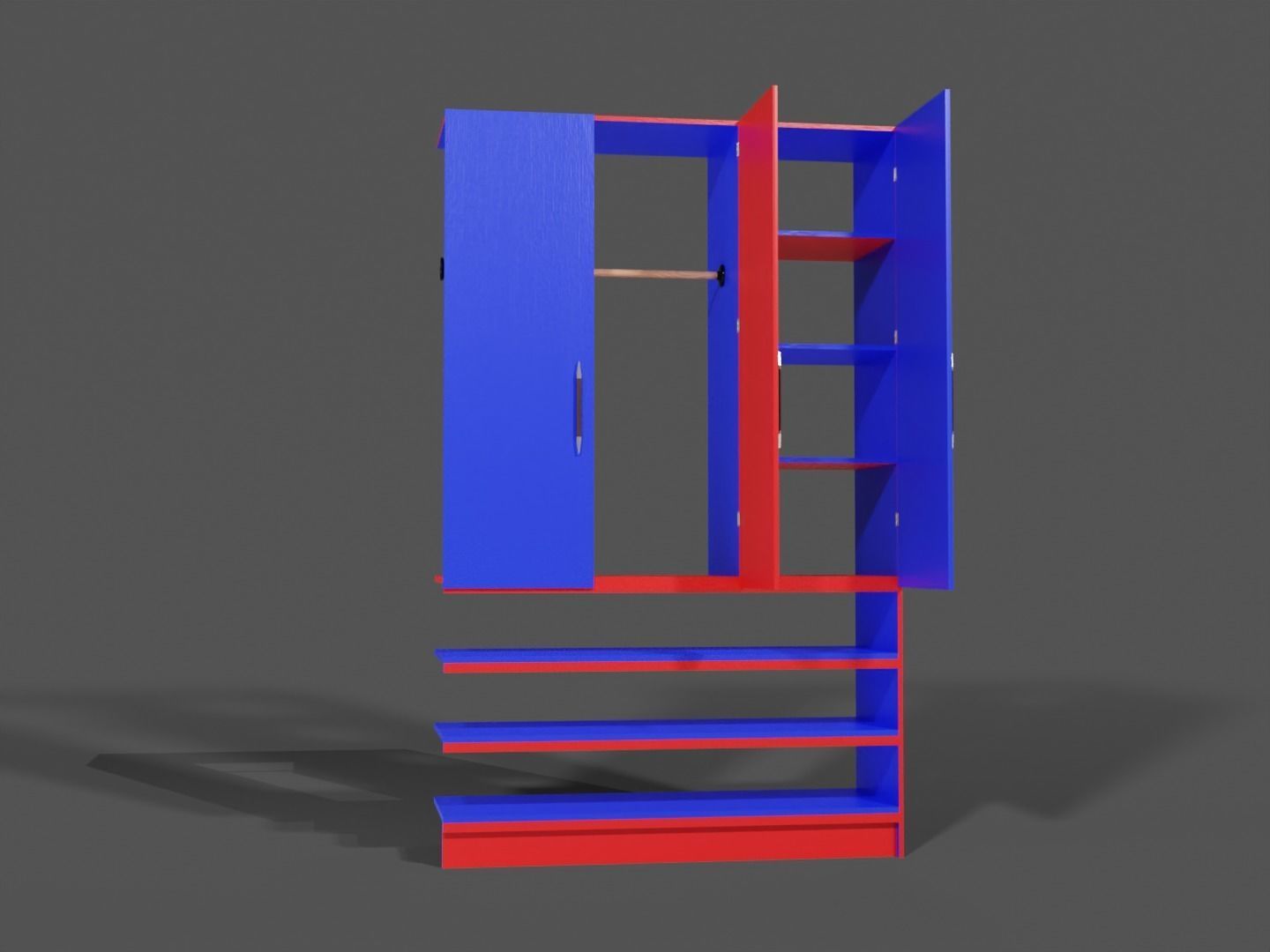 Tall Standing Cabinet Closet 3D model_6