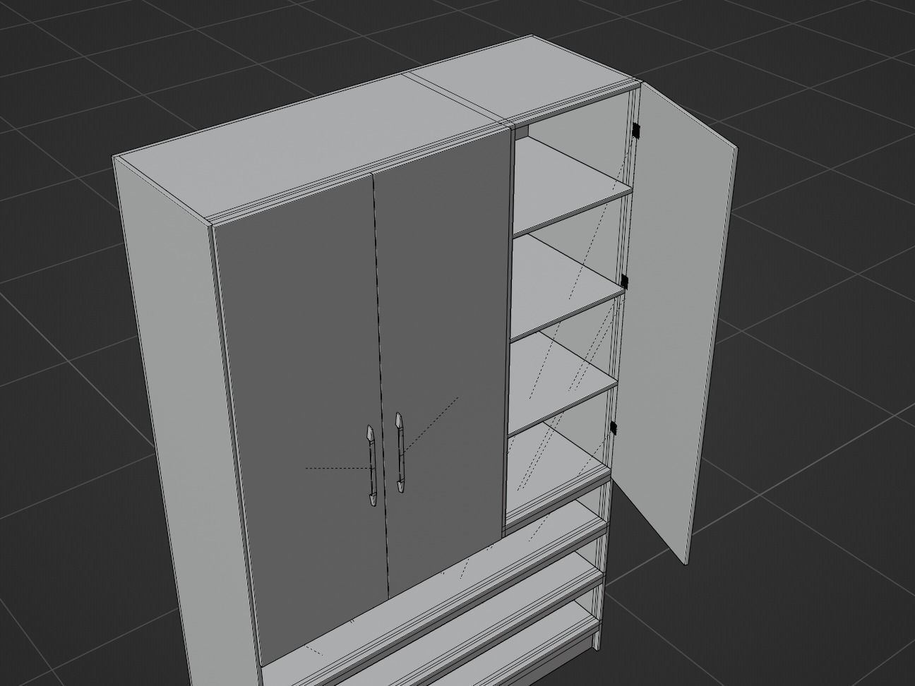 Tall Standing Cabinet Closet 3D model_11