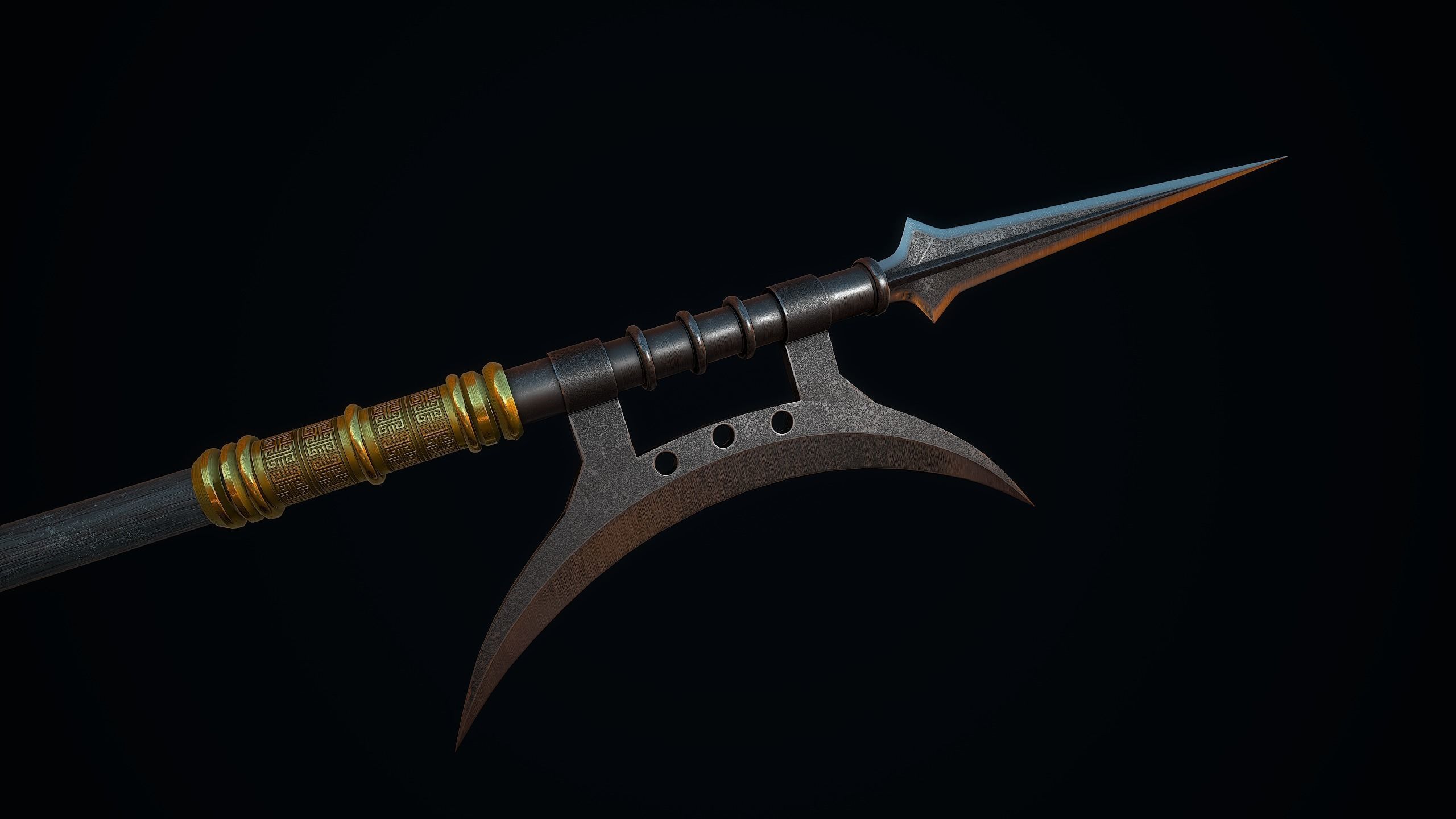 Ancient Chinese Pike Low-poly 3D model_3
