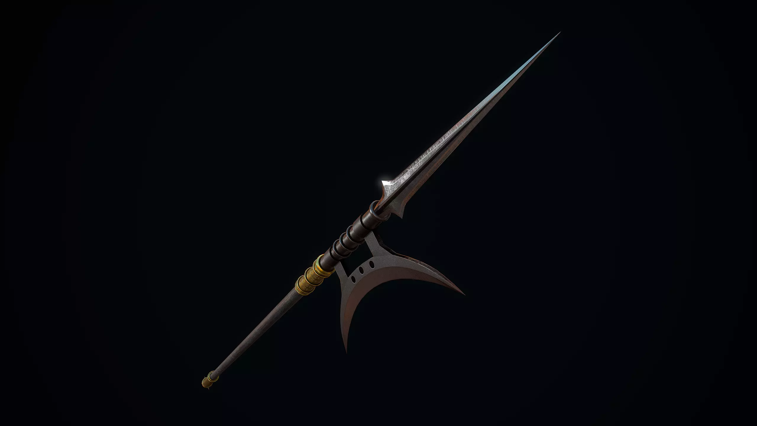 Ancient Chinese Pike Low-poly 3D model_0