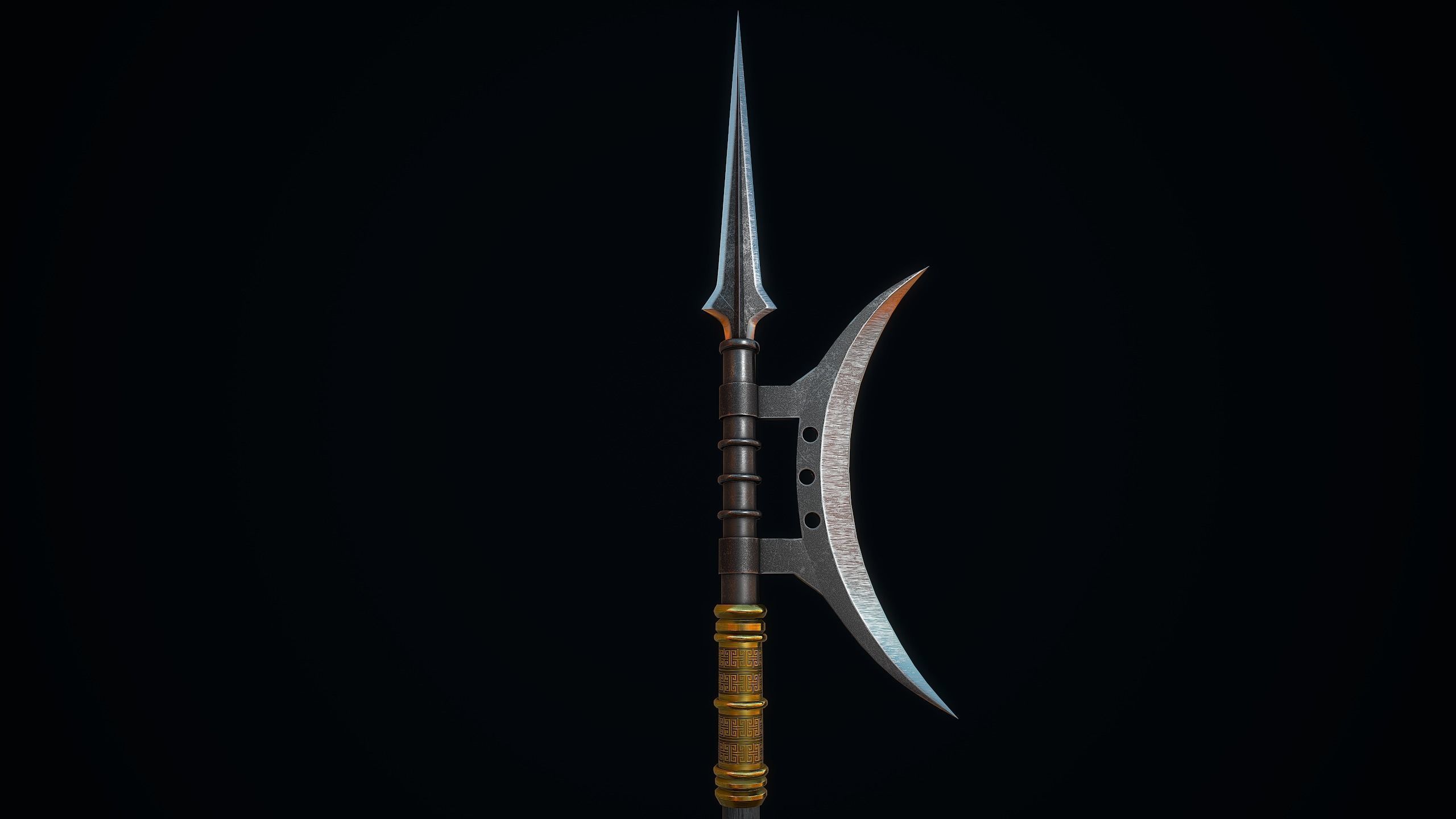 Ancient Chinese Pike Low-poly 3D model_7