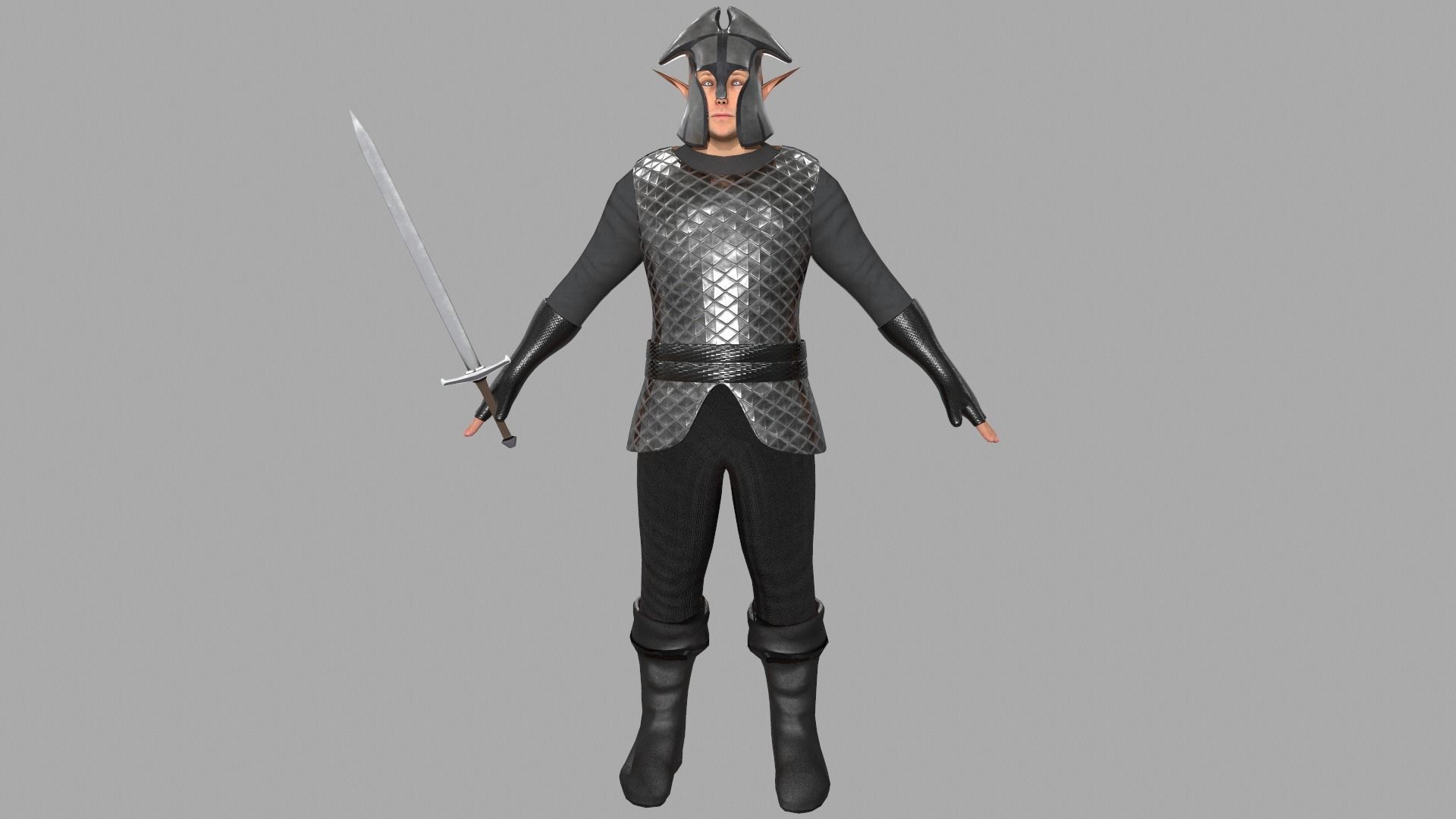 Elf knight Low-poly 3D model_7