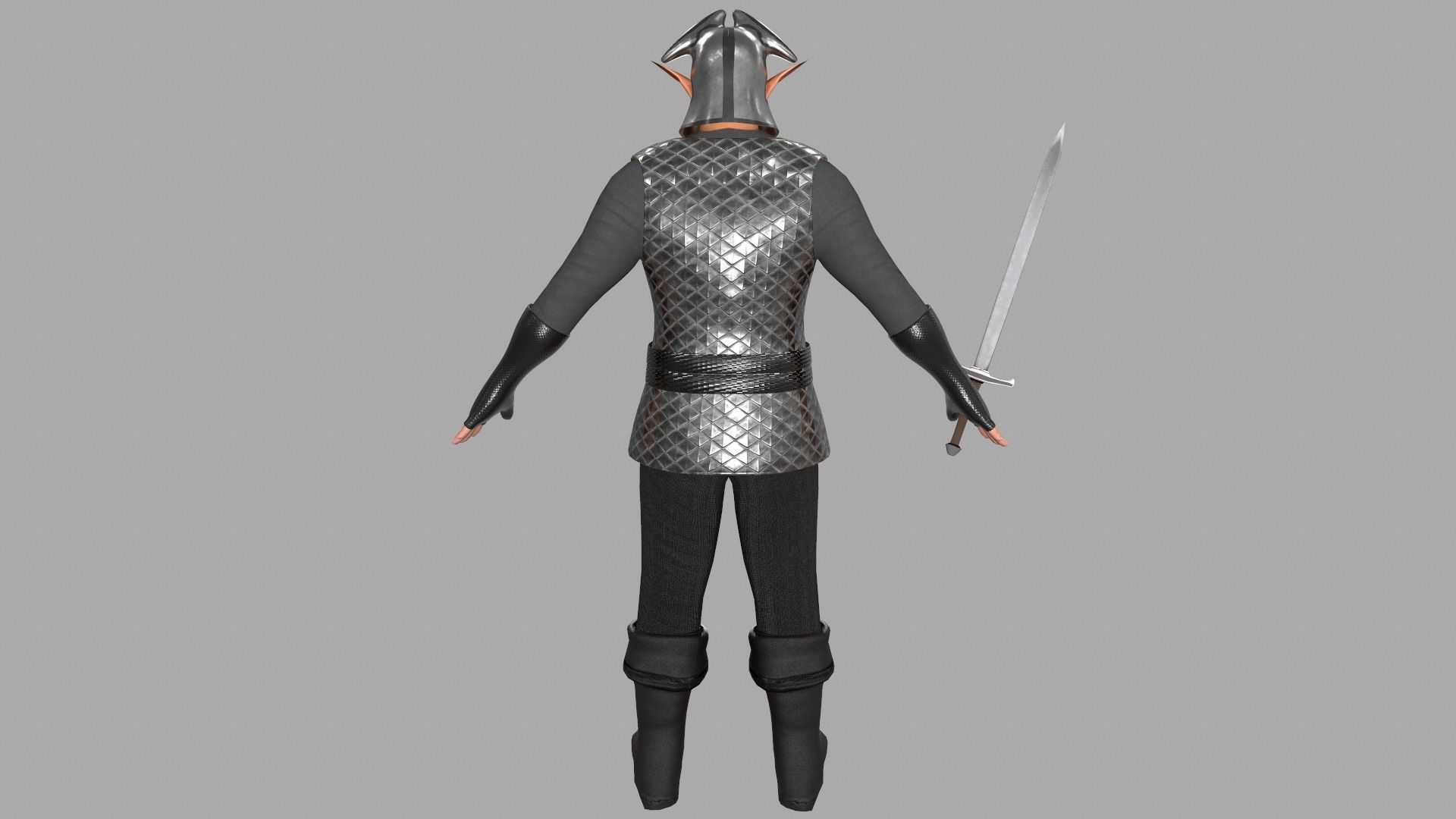 Elf knight Low-poly 3D model_6