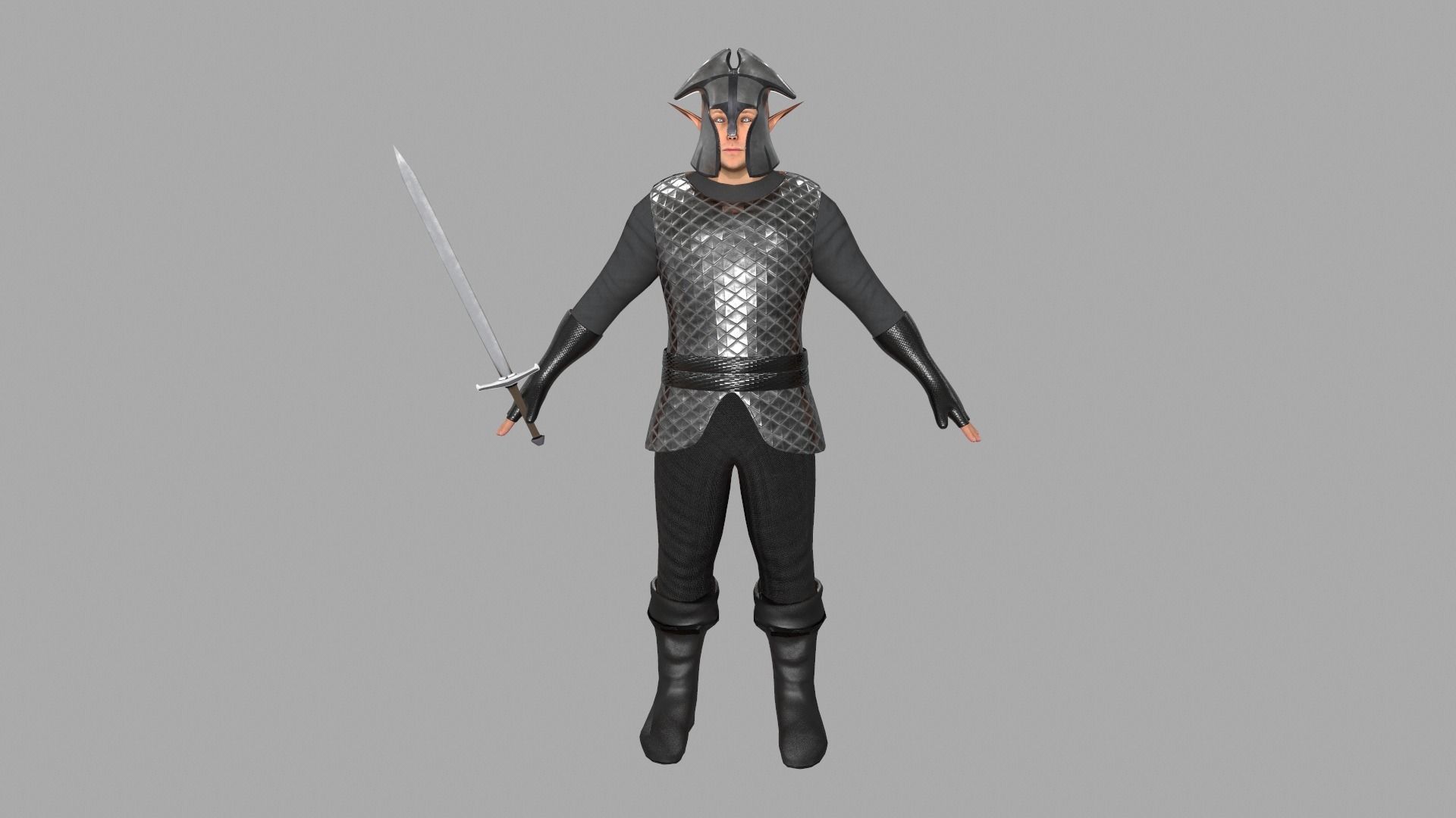 Elf knight Low-poly 3D model_5
