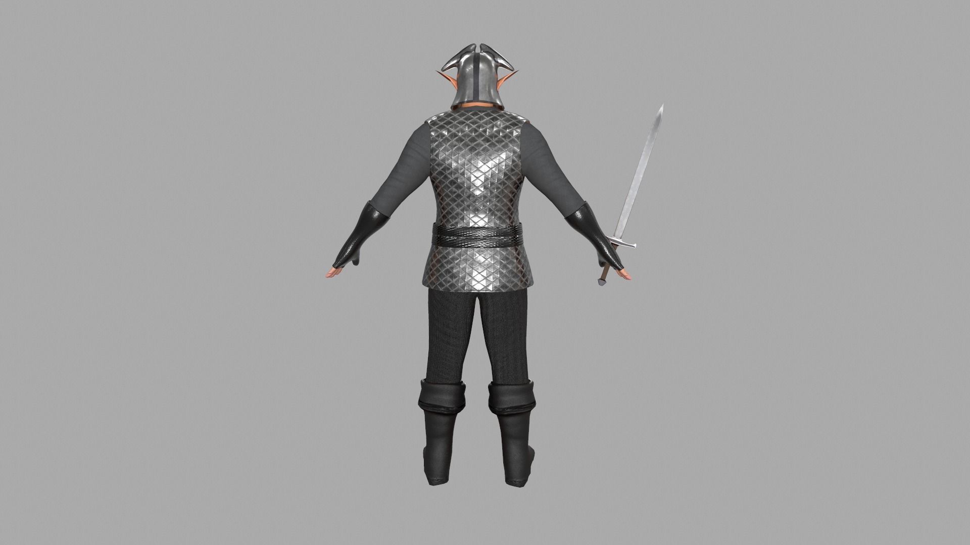Elf knight Low-poly 3D model_8